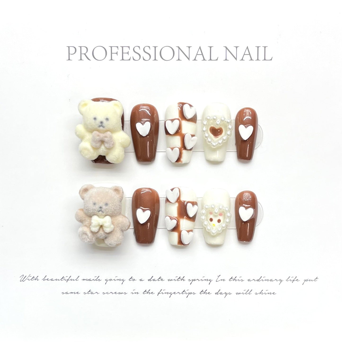 1290 Maillard Bear style press on nails 100% handmade false nails brown
