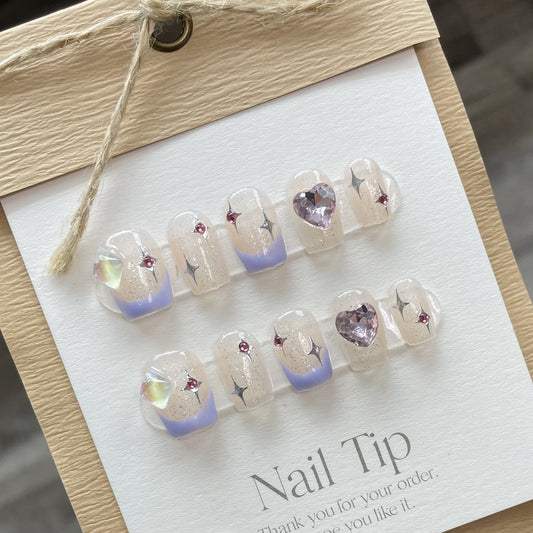 729 Star style press on nails 100% handmade false nails nude color