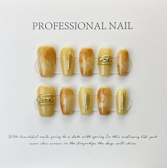 577 autumn press on nails 100% handmade false nails brown
