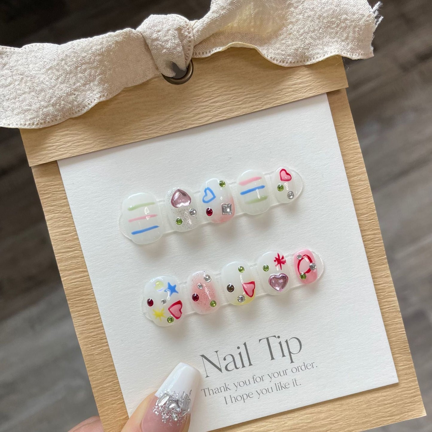 778 cute style press on nails 100% handmade false nails white