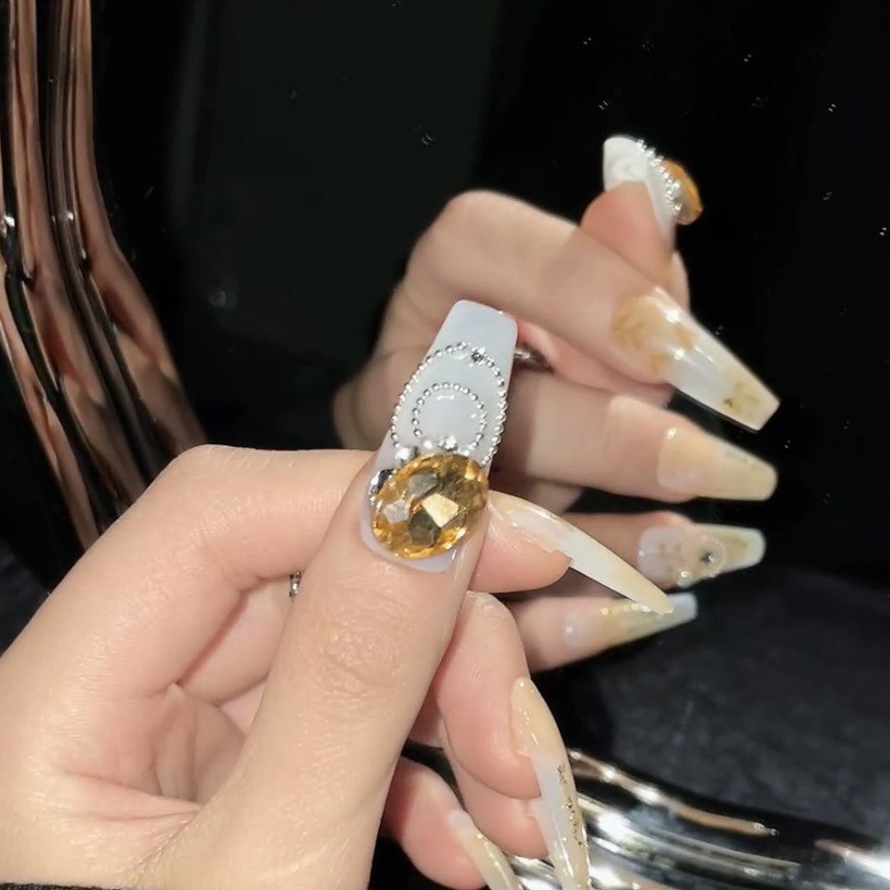 1145 Maillard style press on nails 100% handmade false nails nude color