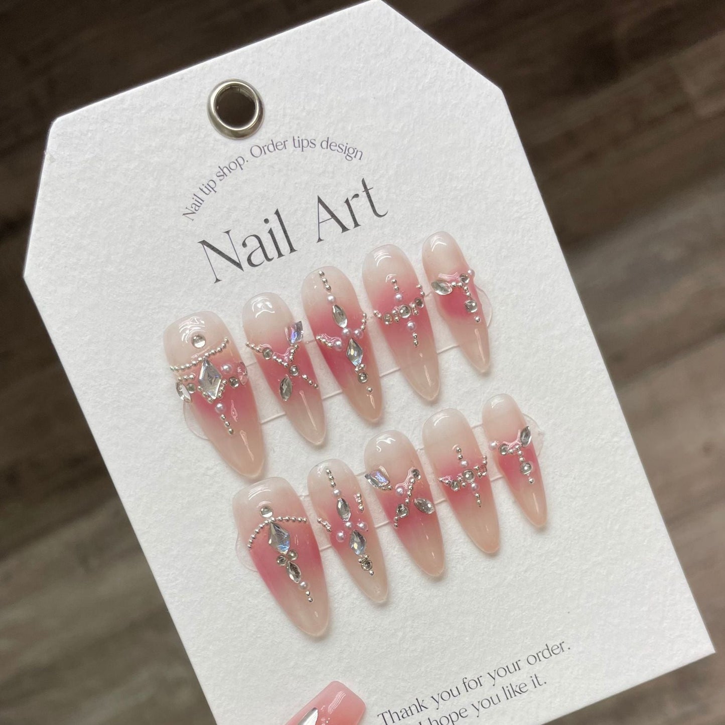 954/957 young girl style press on nails 100% handmade false nails pink