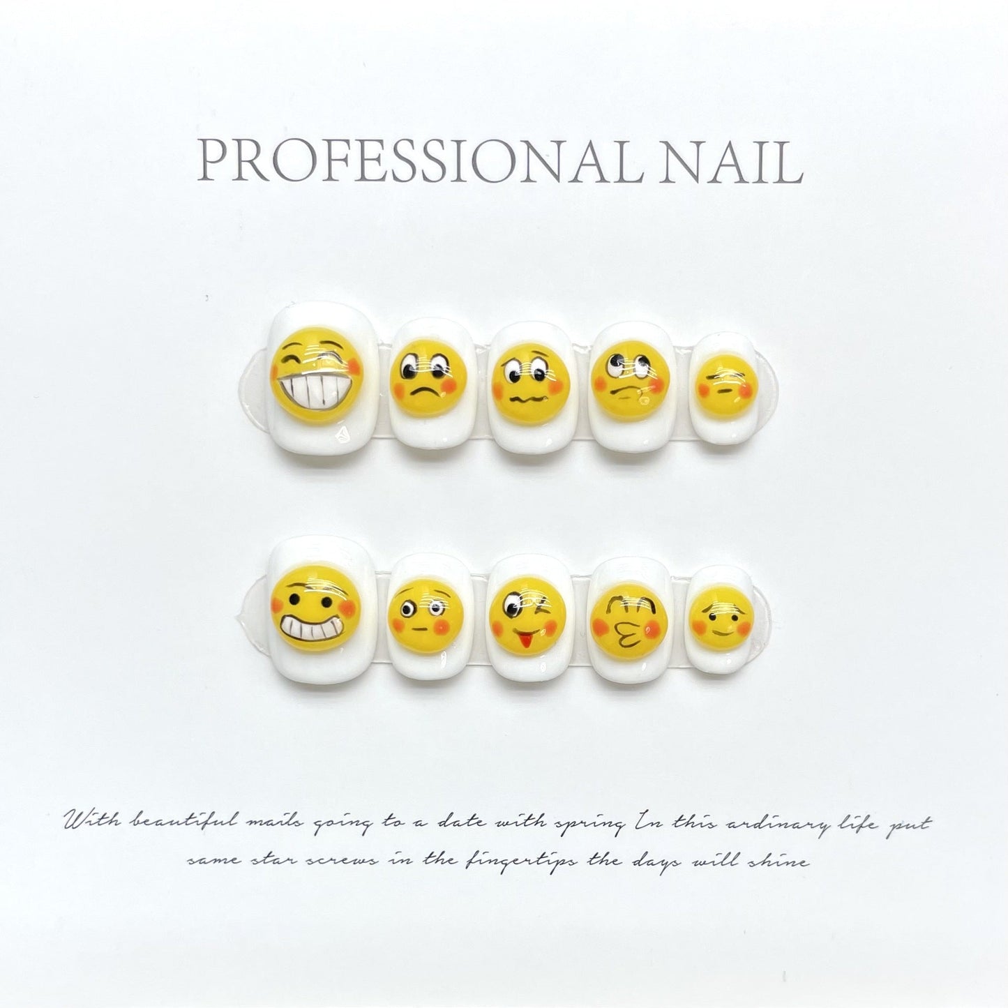 1117 Expression style press on nails 100% handmade false nails yellow
