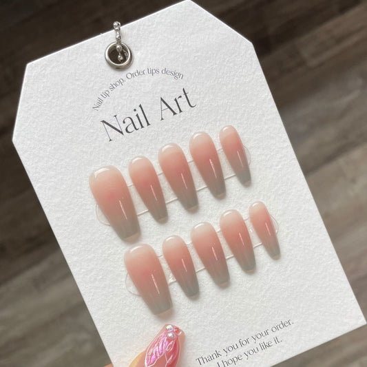 917 Gradient style press on nails 100% handmade false nails pink