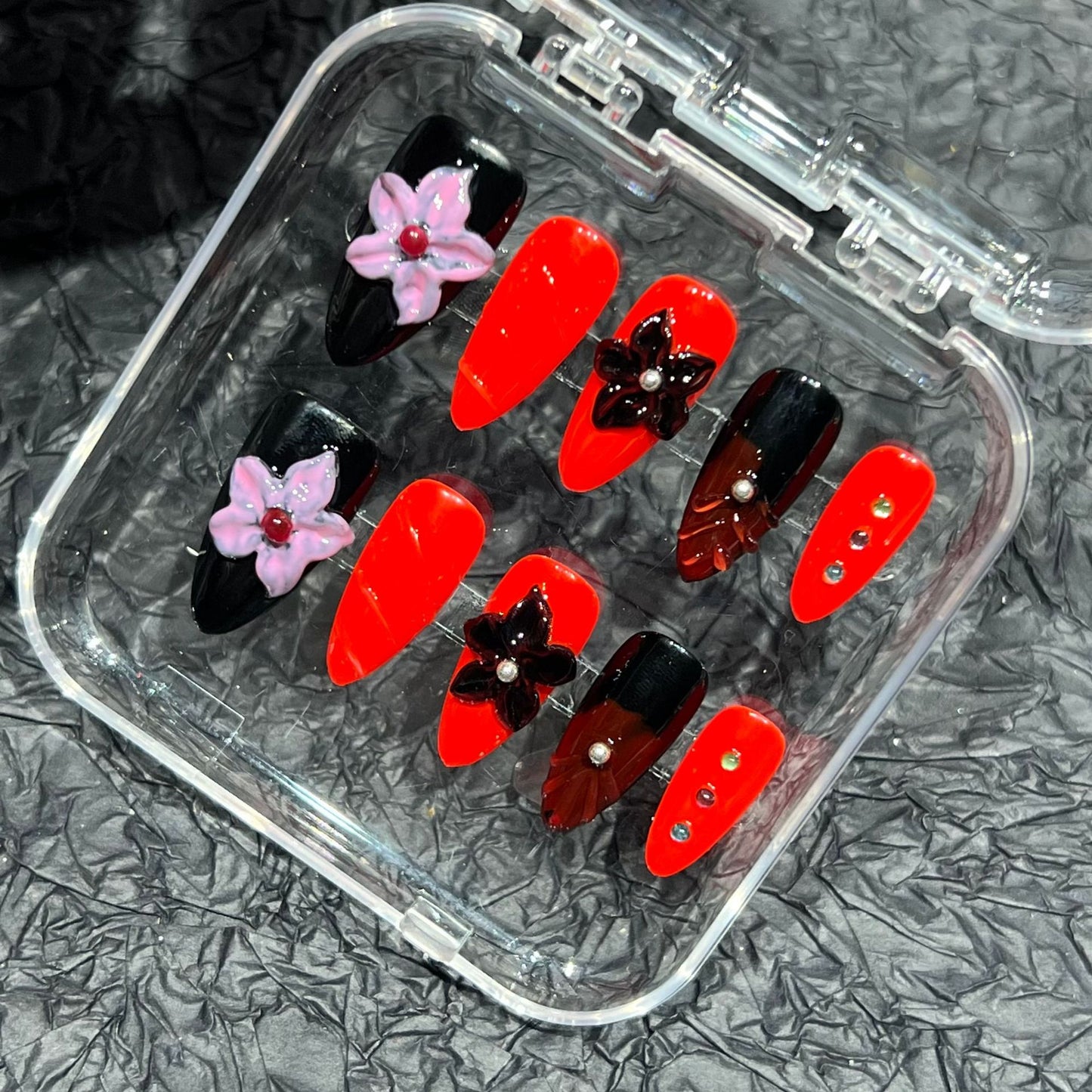 Hand-pinched flower three-dimensional modeling European and American hand-worn nail pads, nail patches, advanced sense, summer short nail wear