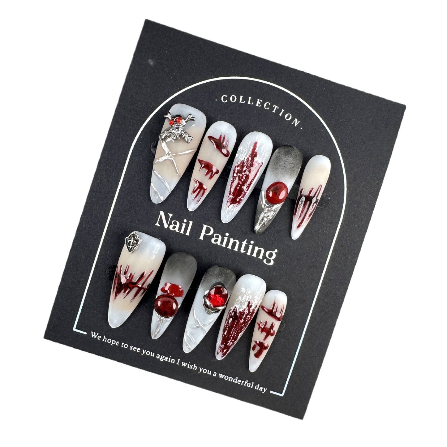 Halloween pompous European and American cross-border nail pads, high-end summer pure handmade nail patches, hand-painted