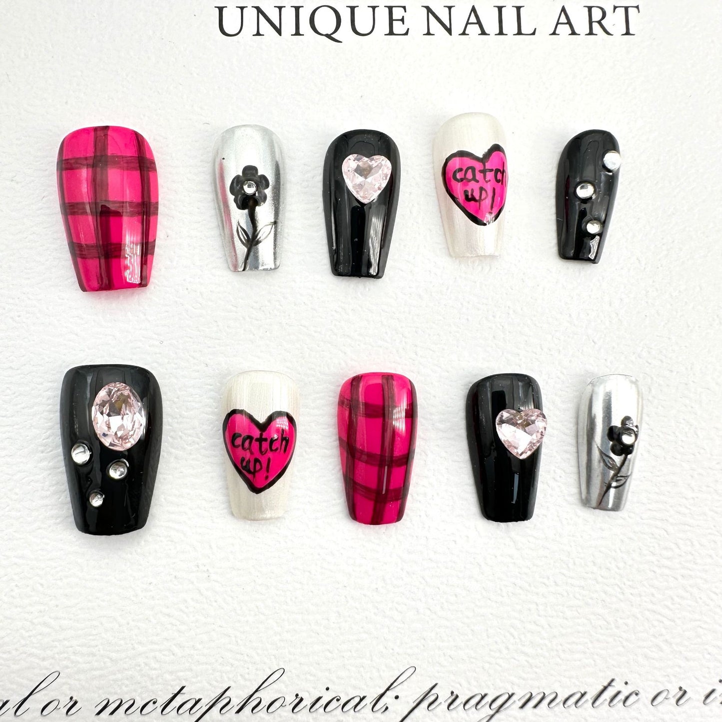 Red Scottish Plaid Handmade Wear Nail Daily Short Wear Nail Versatile Personality Overseas Finished Product Wholesale