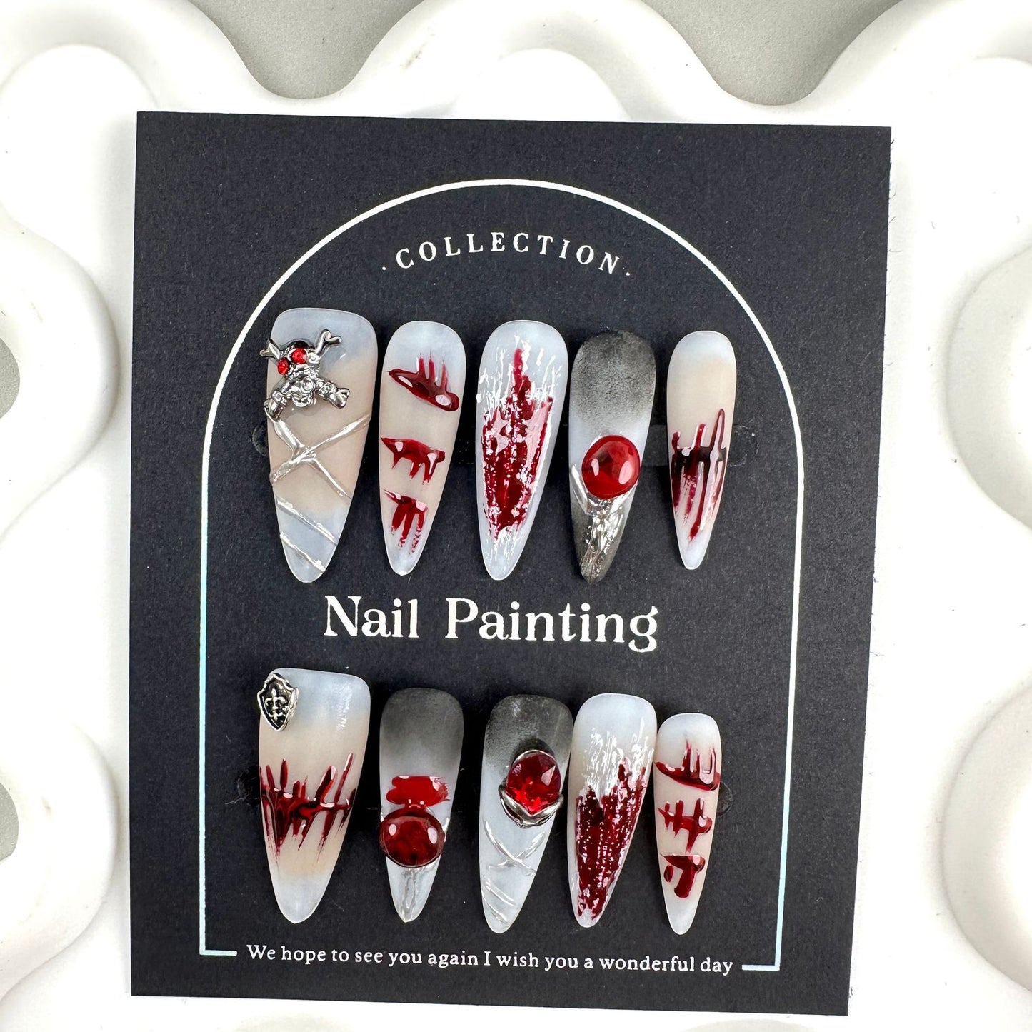 Halloween pompous European and American cross-border nail pads, high-end summer pure handmade nail patches, hand-painted