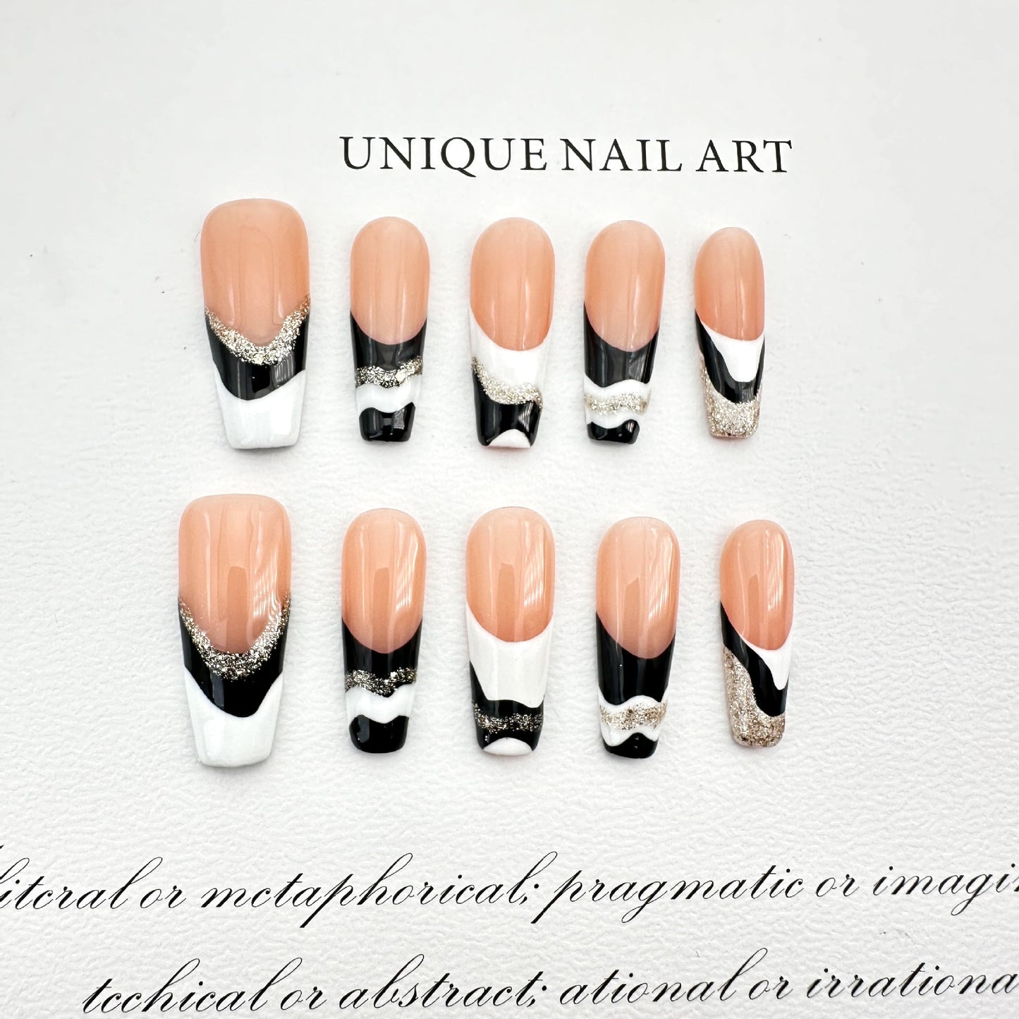 Metal French Y2K Spice Girl White Style Medium and Long Pure Handmade Wear Nail Art Patch Overseas Cross-border Finished Products