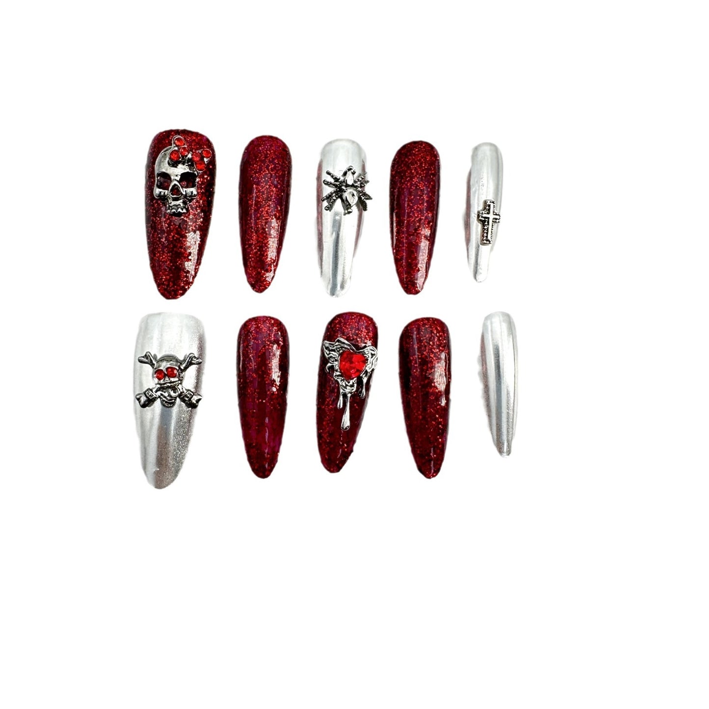 Metal wind, red, Halloween, European and American style, hand-worn nail art patch, finished product wholesale