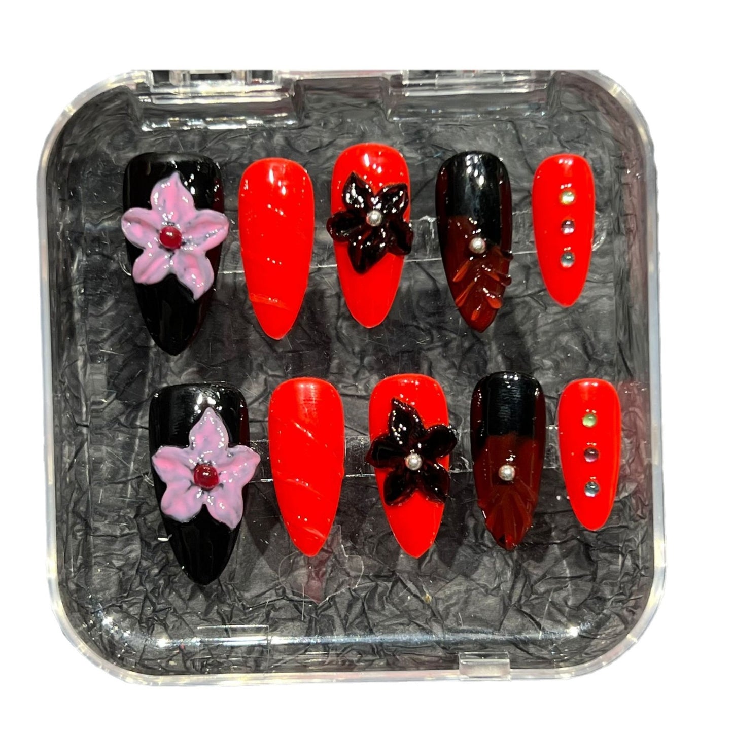 Hand-pinched flower three-dimensional modeling European and American hand-worn nail pads, nail patches, advanced sense, summer short nail wear