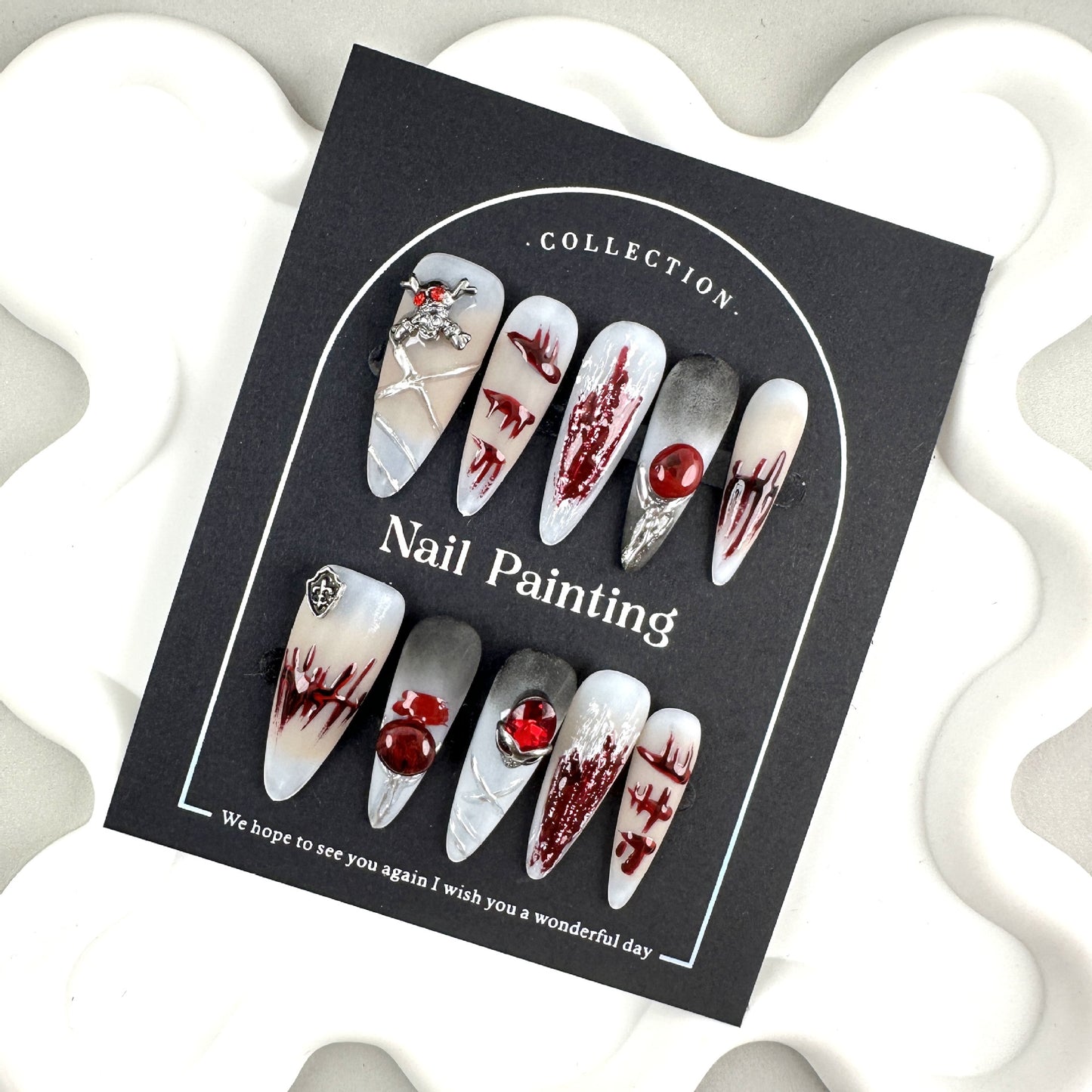 Halloween pompous European and American cross-border nail pads, high-end summer pure handmade nail patches, hand-painted