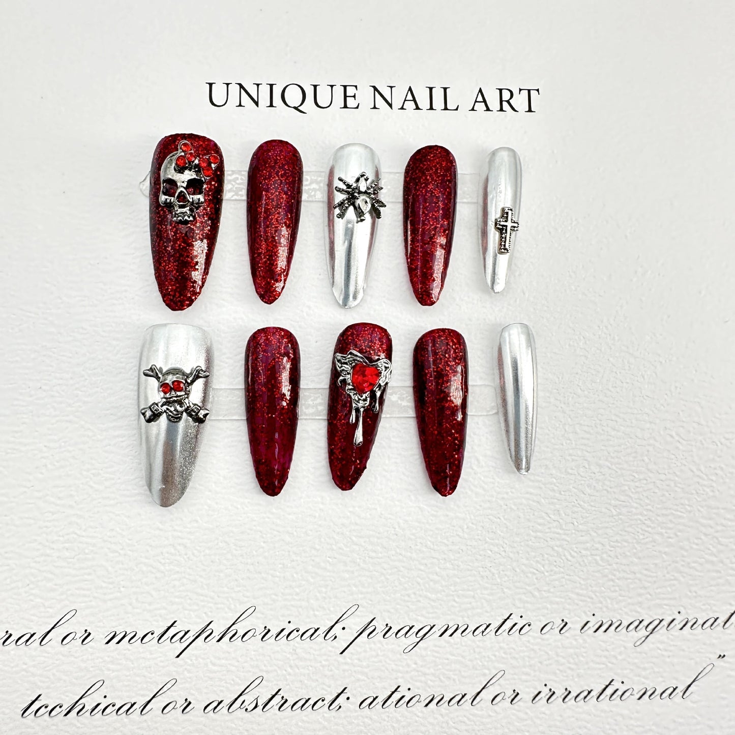 Metal wind, red, Halloween, European and American style, hand-worn nail art patch, finished product wholesale