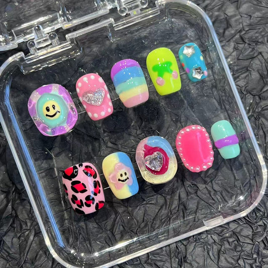 Pure hand-kneaded hand-painted plastic wind-worn nail pads, advanced sense, summer European and American cross-border nail patches