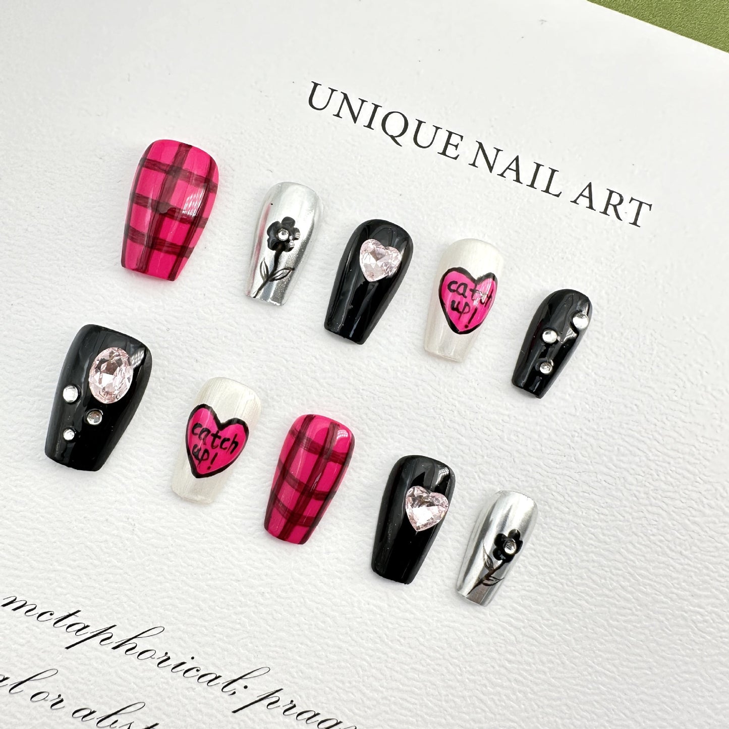 Red Scottish Plaid Handmade Wear Nail Daily Short Wear Nail Versatile Personality Overseas Finished Product Wholesale