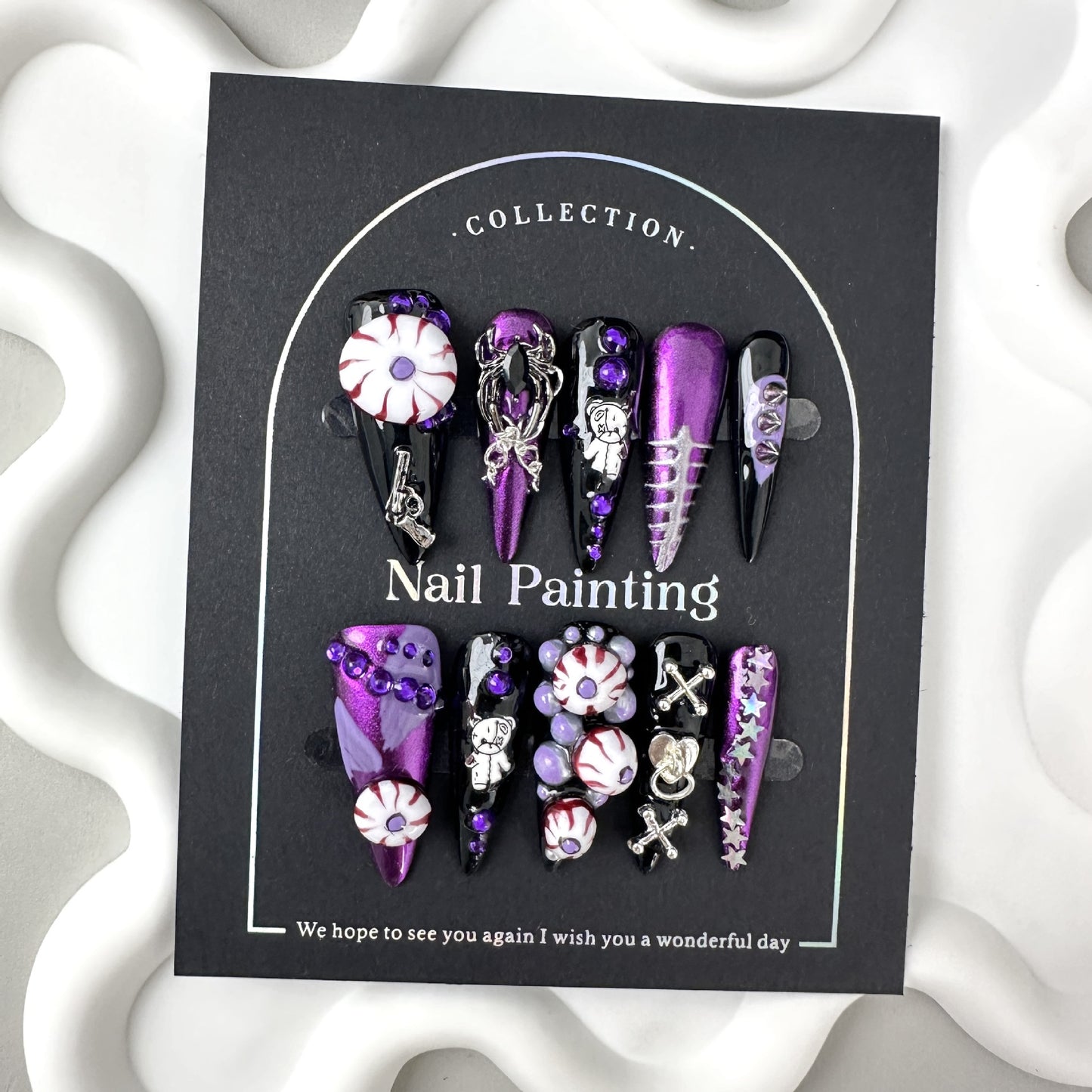 European and American Halloween flamboyant and cool dark European and American cross-border wearing nail pads, advanced sense pure handmade nail patches