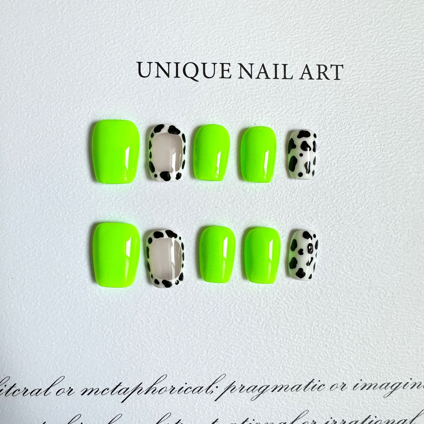 Green spotted dog temperament is simple and unique, purely handmade wearing nail art patch overseas cross-border finished product wholesale