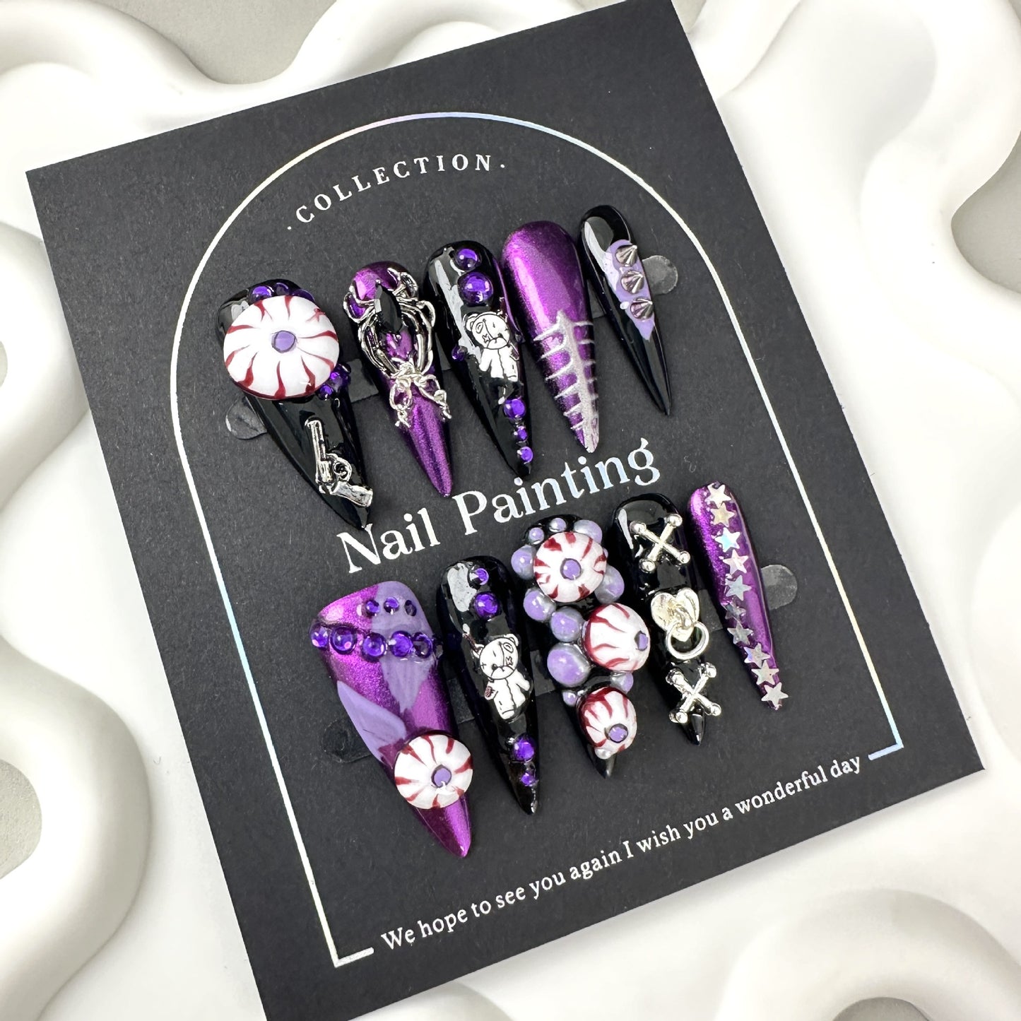 European and American Halloween flamboyant and cool dark European and American cross-border wearing nail pads, advanced sense pure handmade nail patches