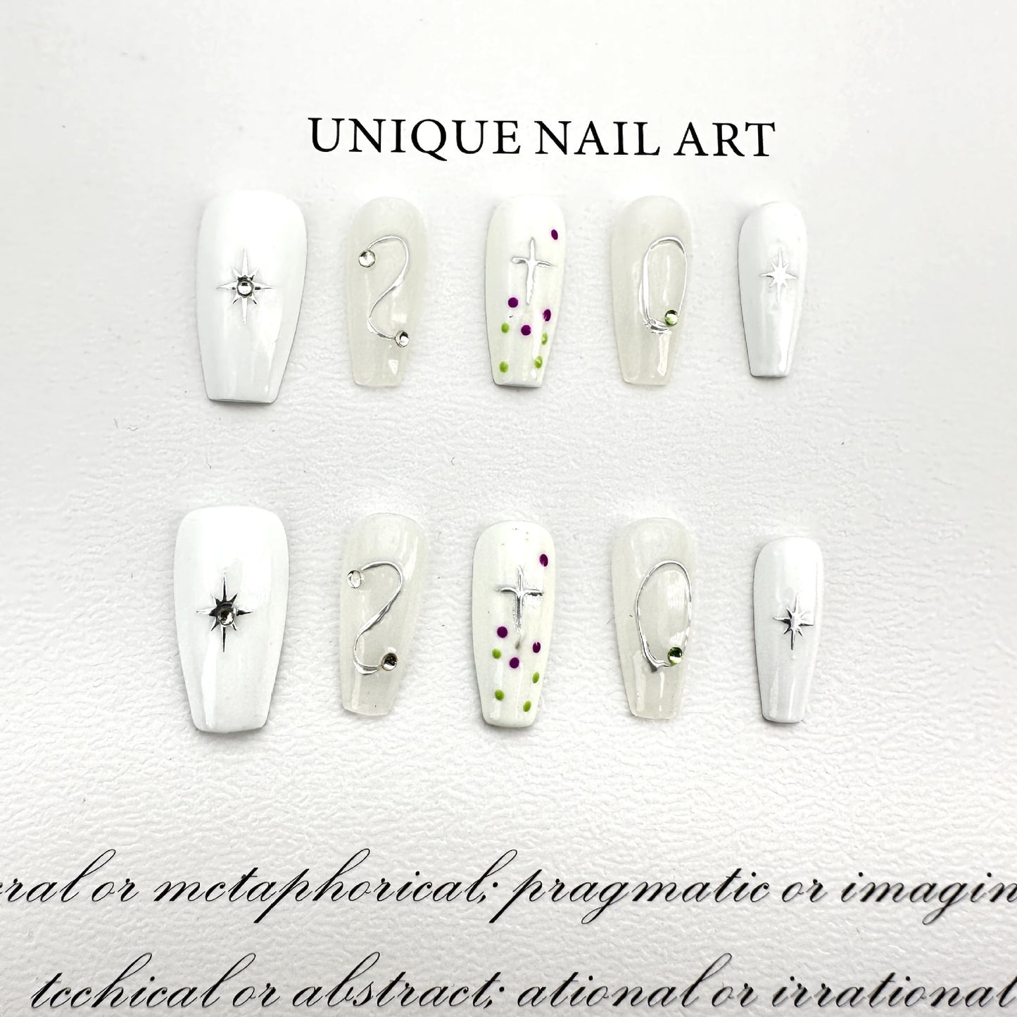 Painted White Y2K Spice Girl Versatile Pure Handmade Wear Nail Art Patch Overseas Cross-border Finished Product Wholesale