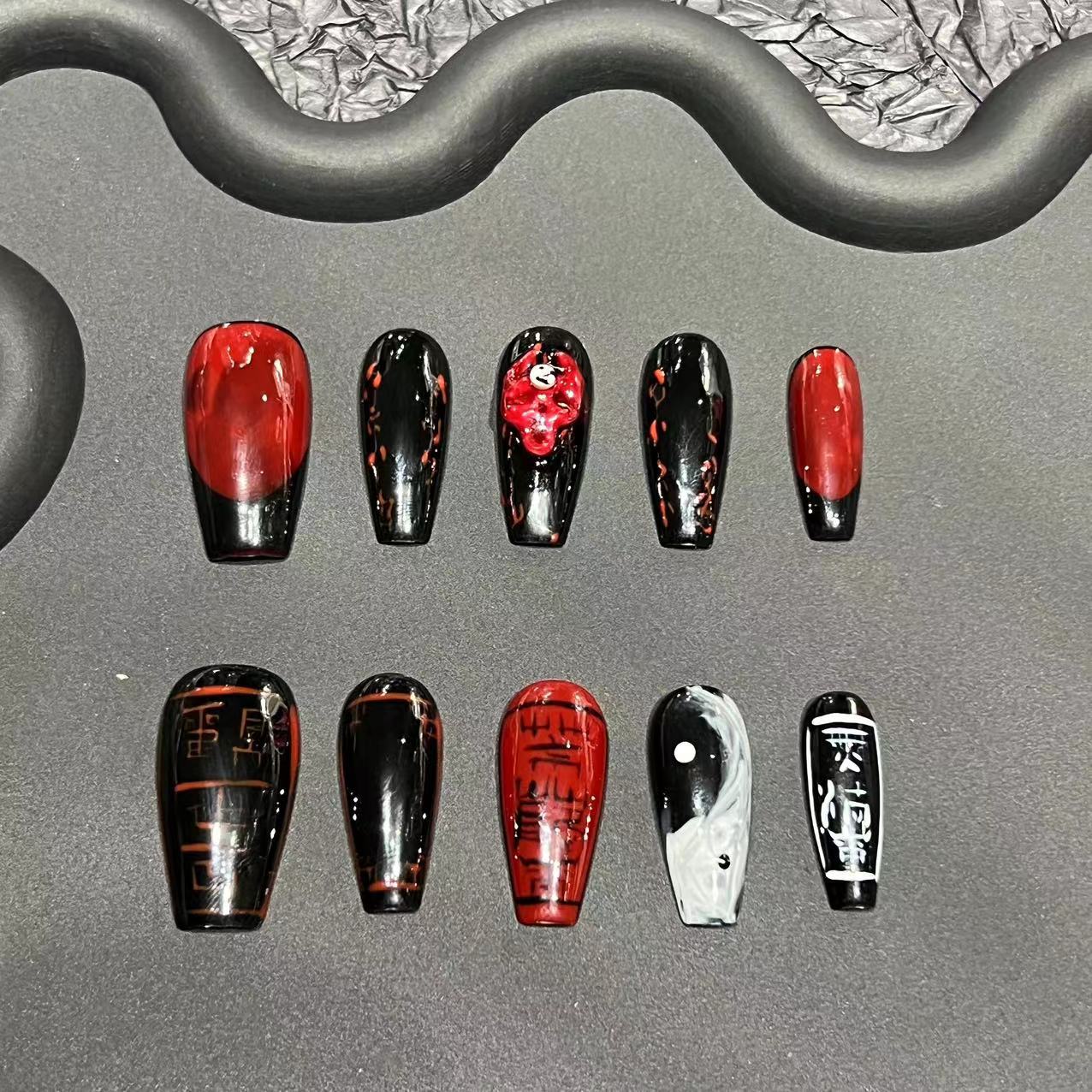 Halloween pure hand-kneaded pure hand-painted wearing nail pads, advanced sense handmade nail patches, cross-border Europe, America