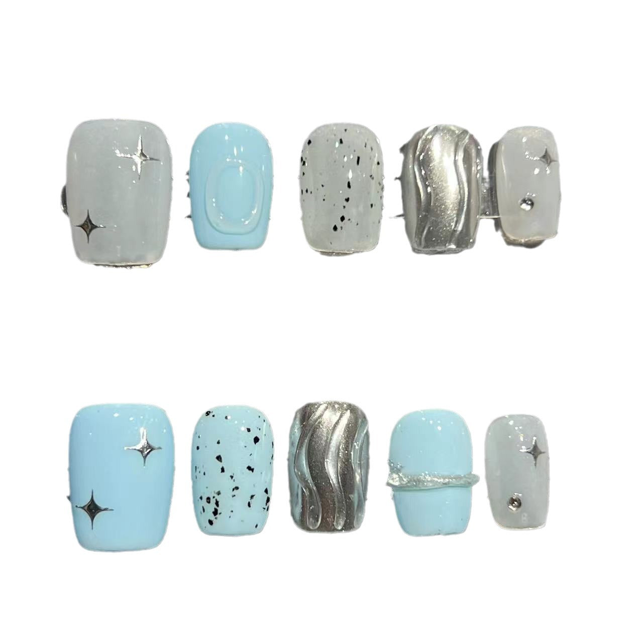 Japanese eggshell metal color system simple temperament summer new wearing nail piece pure handmade nail patch