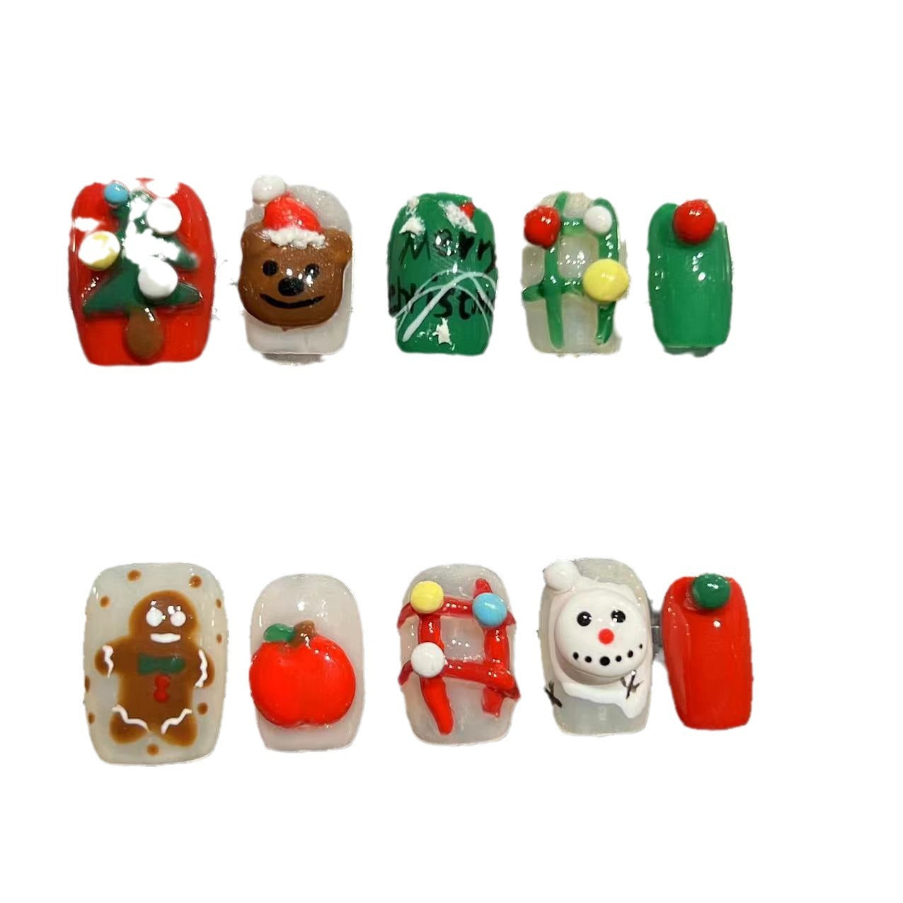 Christmas models are purely hand-squeezed Christmas trees, hand-painted wearing nail pads, high-end nail patches, cross-border short snowmen.