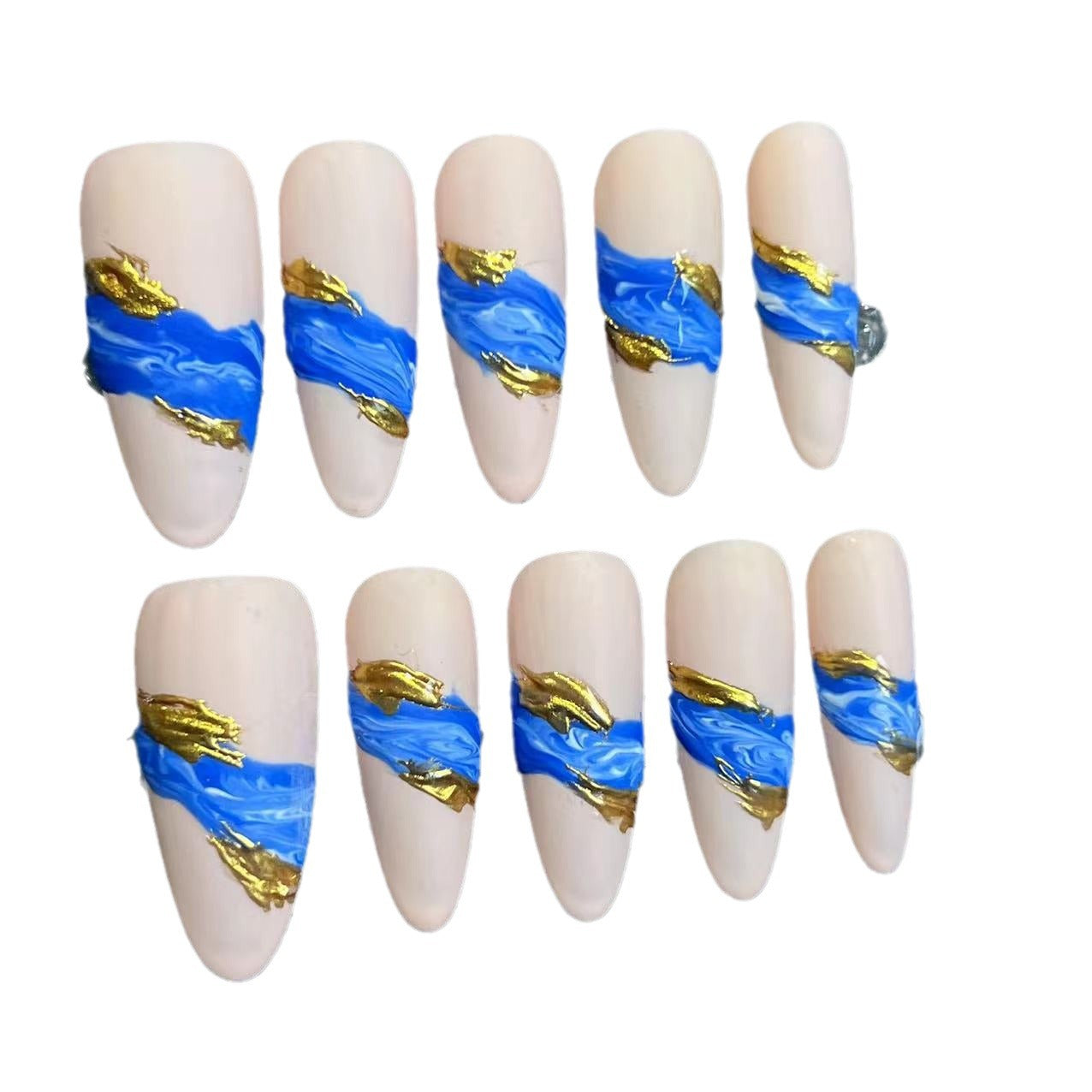 Frozen Quicksand Pure Handmade Wear Nail Patch Nail Patch Advanced Sense Summer New Overseas Cross-border Hand-painted