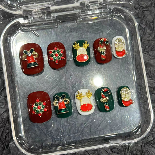 Christmas ornaments are purely handmade nail pads, nail patches, overseas cross-border finished product wholesale