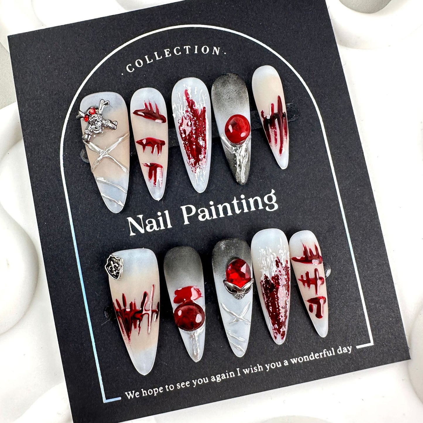 Halloween pompous European and American cross-border nail pads, high-end summer pure handmade nail patches, hand-painted