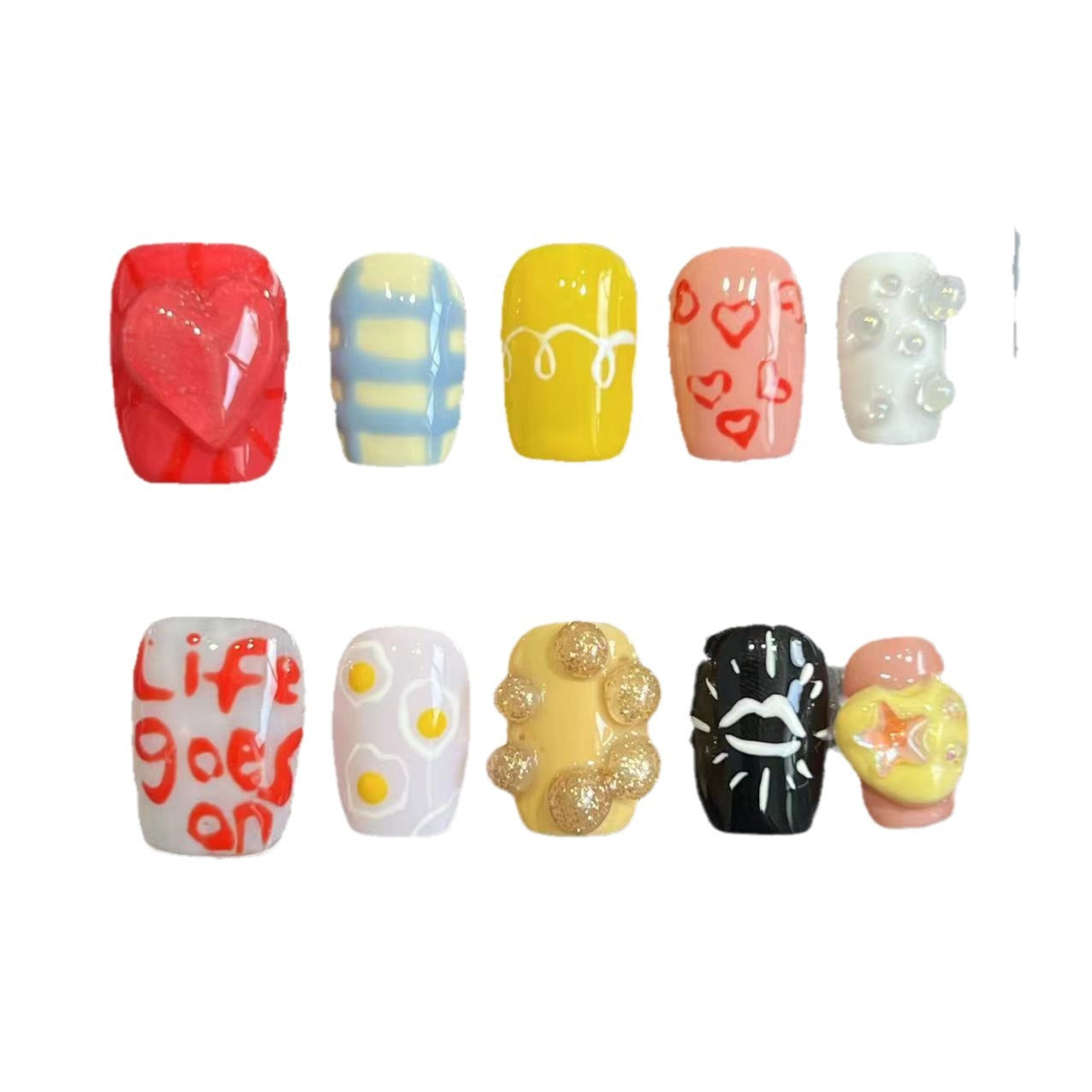 Spice Girl Plastic Recruitment Cai model, pure hand-worn nail pads, nail patches, advanced sense, new summer models, overseas cross-border