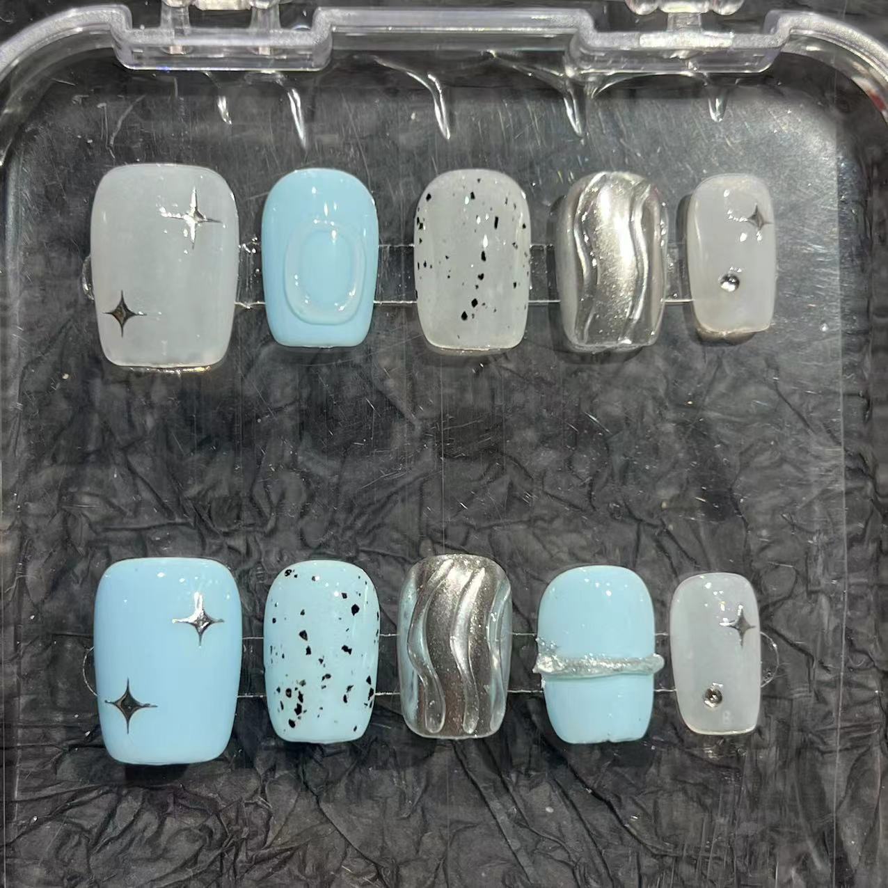 Japanese eggshell metal color system simple temperament summer new wearing nail piece pure handmade nail patch