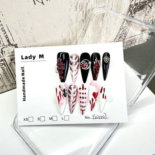 Halloween dark and versatile cool medium and long pure hand-worn nail art patch overseas cross-border finished product wholesale