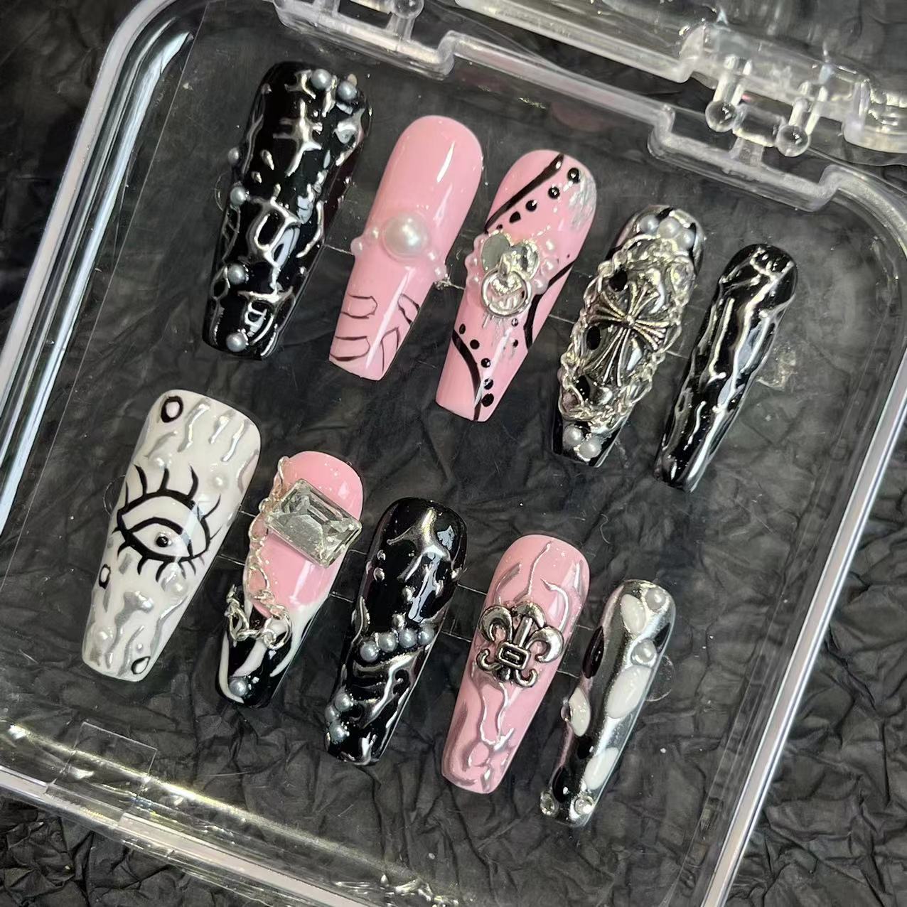 Metal punk hottie style pure hand-worn nail pads nail patches high sense summer new cross-border wholesale