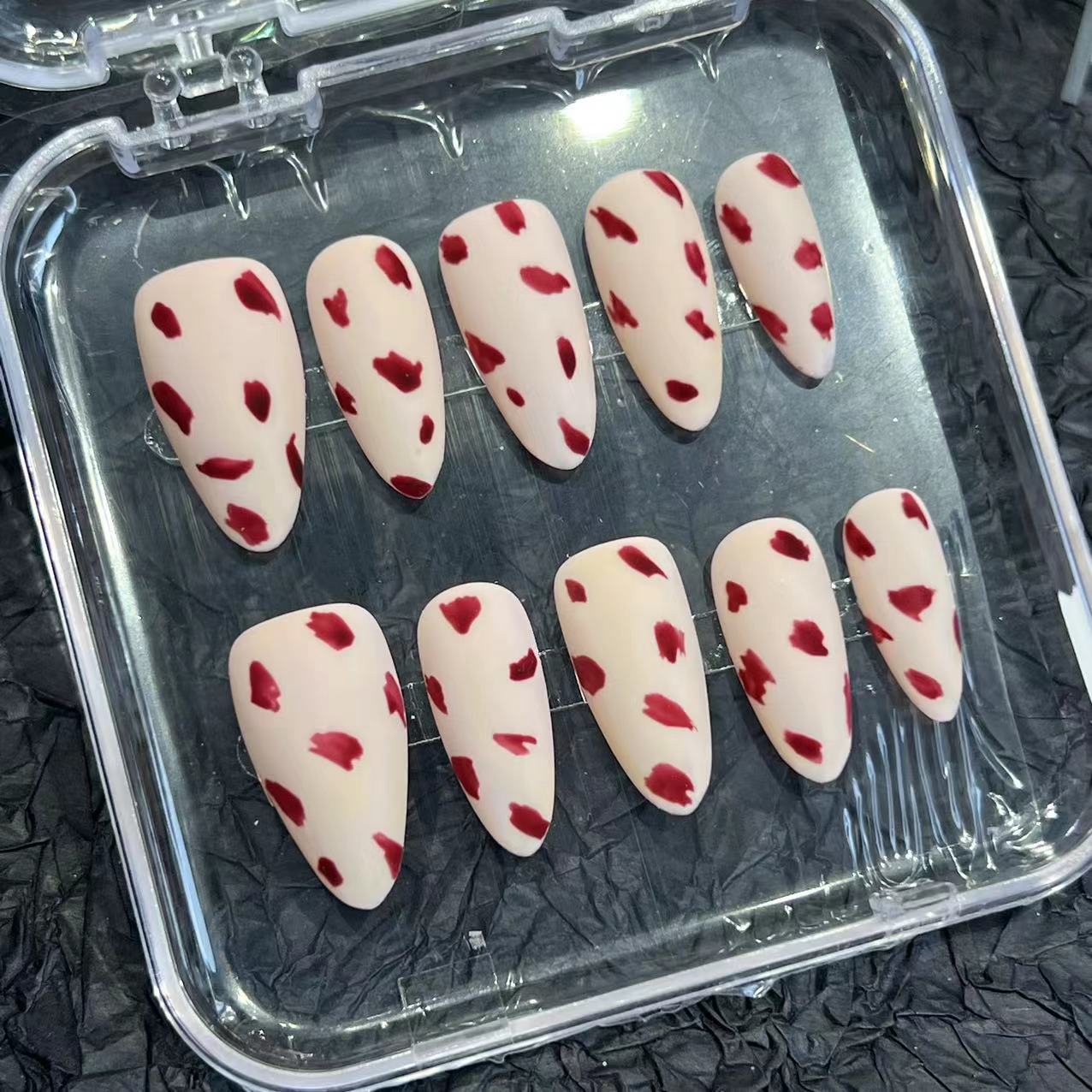 Minimalist solid color leopard print manicure patch wearing nail piece advanced sense summer Europe and the United States cross-border straight hair handmade pure summer