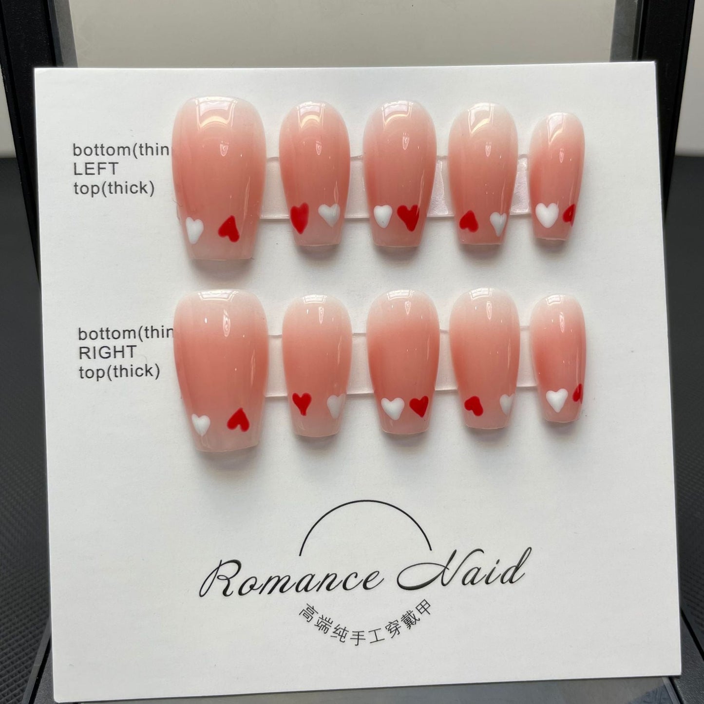 650 love style pers op nagels 100% handgemaakte kunstnagels roze