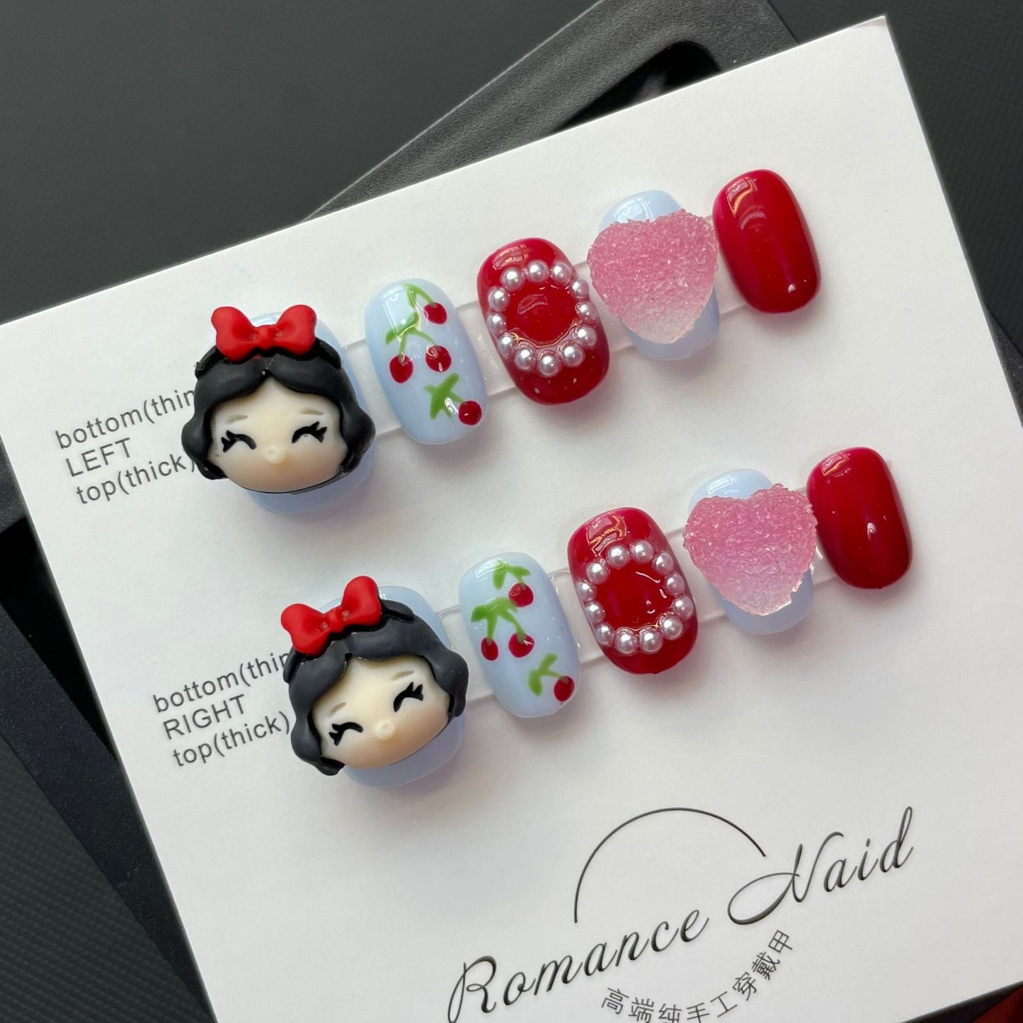 631 Cute girl press on nails 100% handmade false nails red