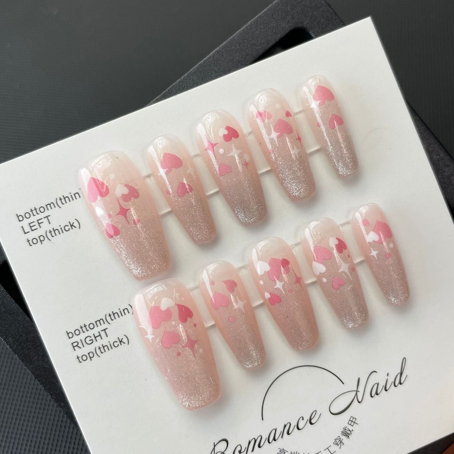 702 Peach Love style press on nails 100% handmade false nails pink