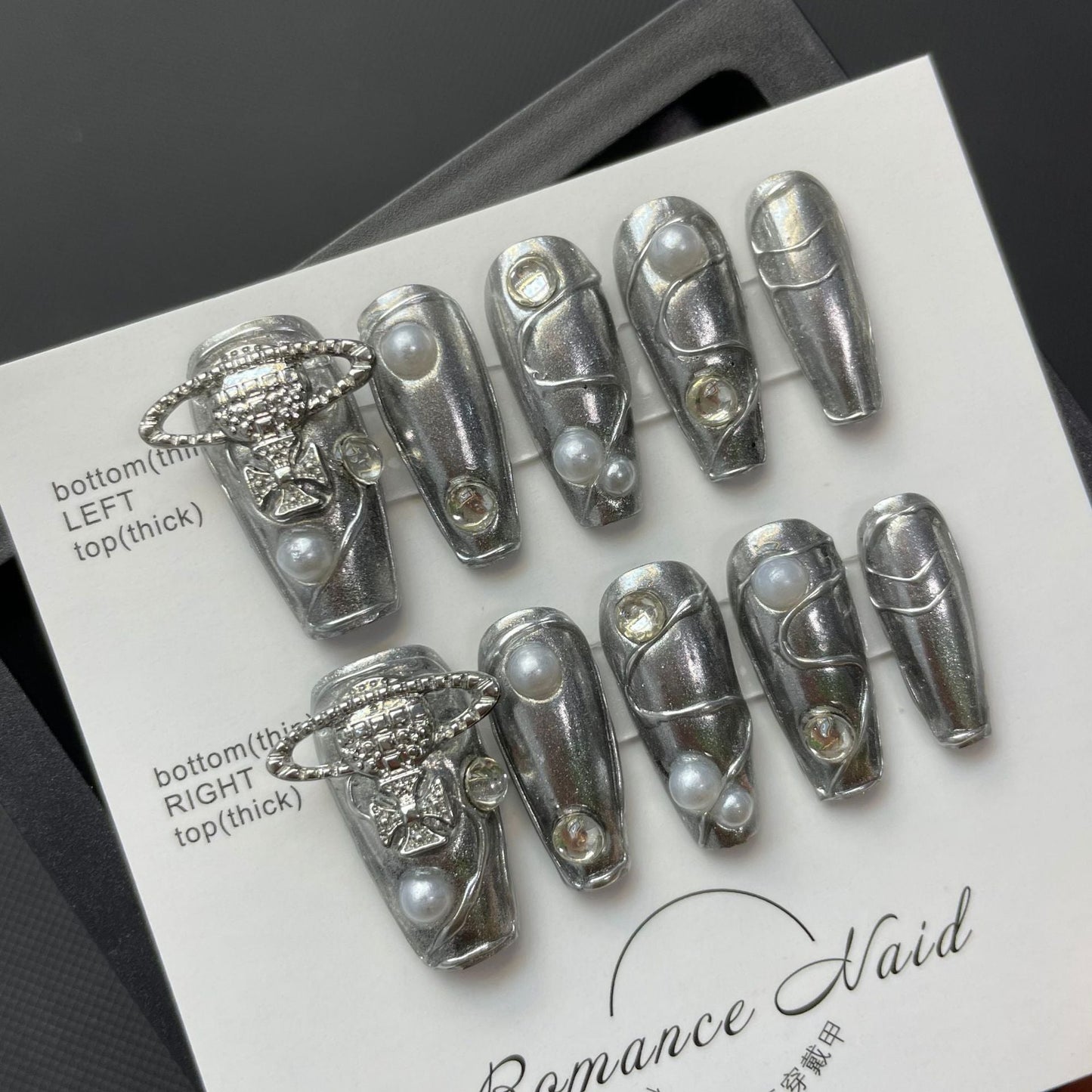 648 industry press on nails 100% handmade false nails sliver