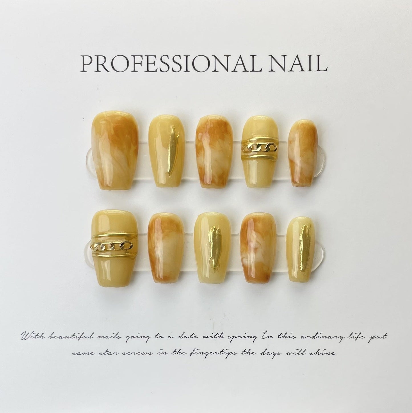 577 herfst press on nagels 100% handgemaakte kunstnagels bruin