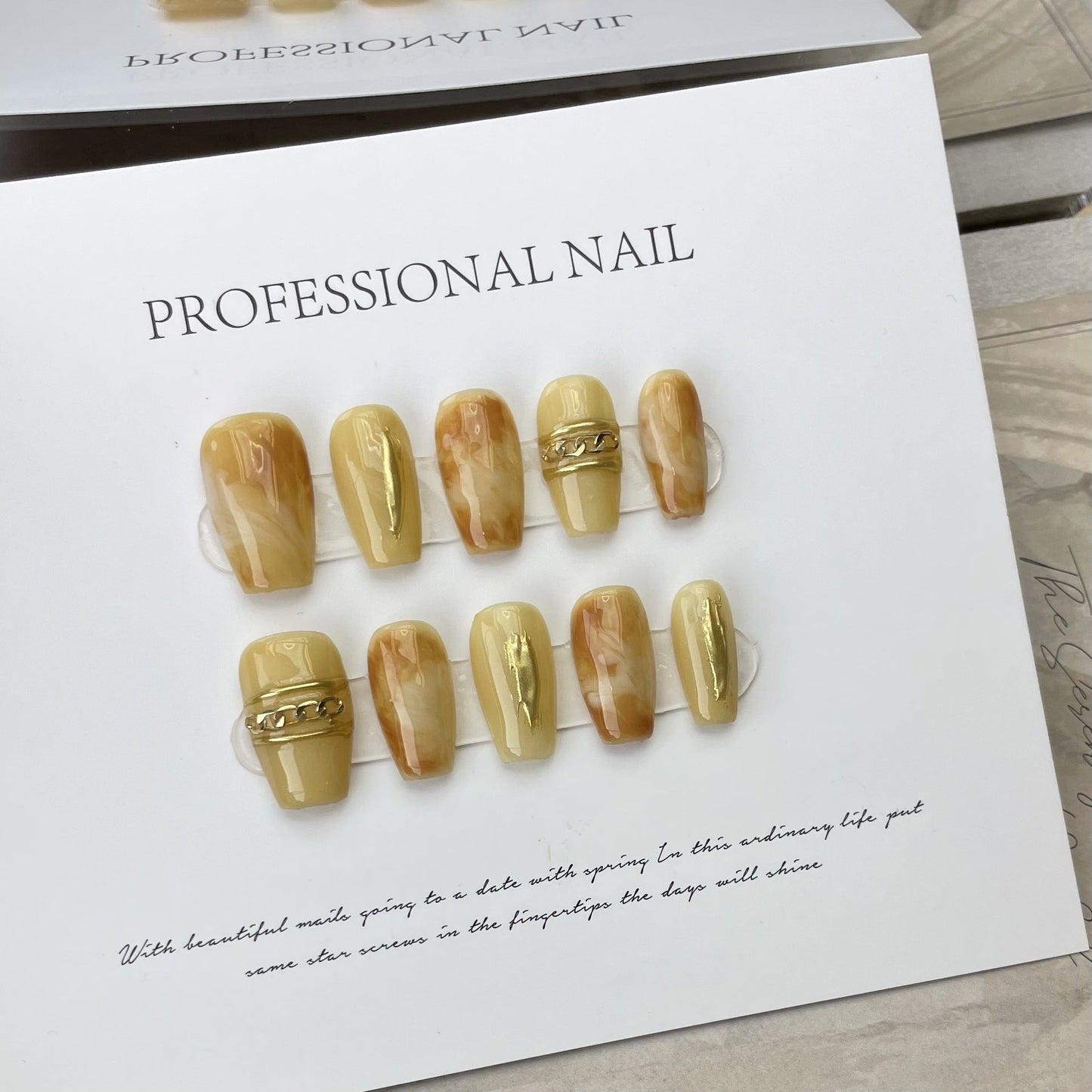 577 autumn press on nails 100% handmade false nails brown