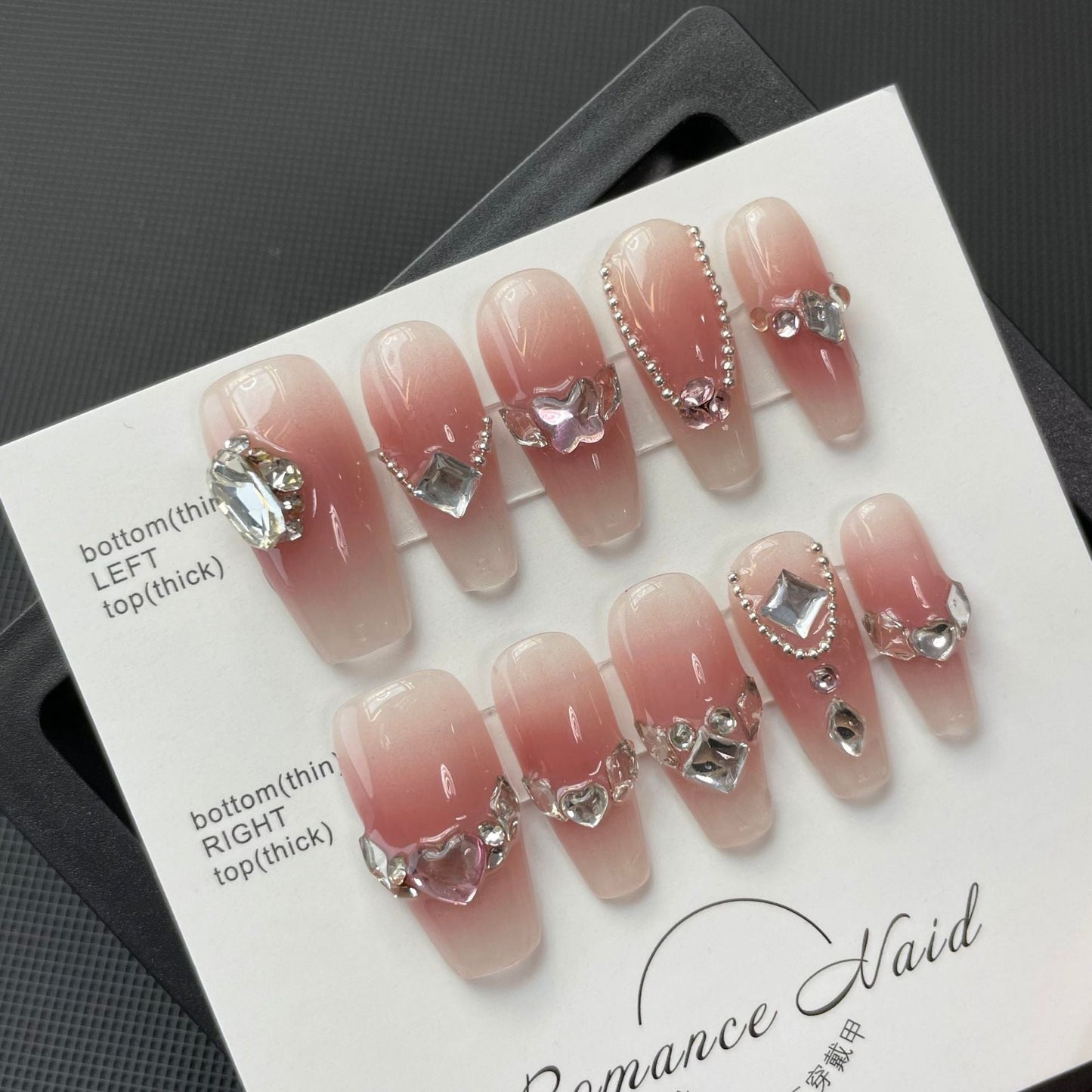 698/699 French lover style press on nails 100% handmade false nails pink