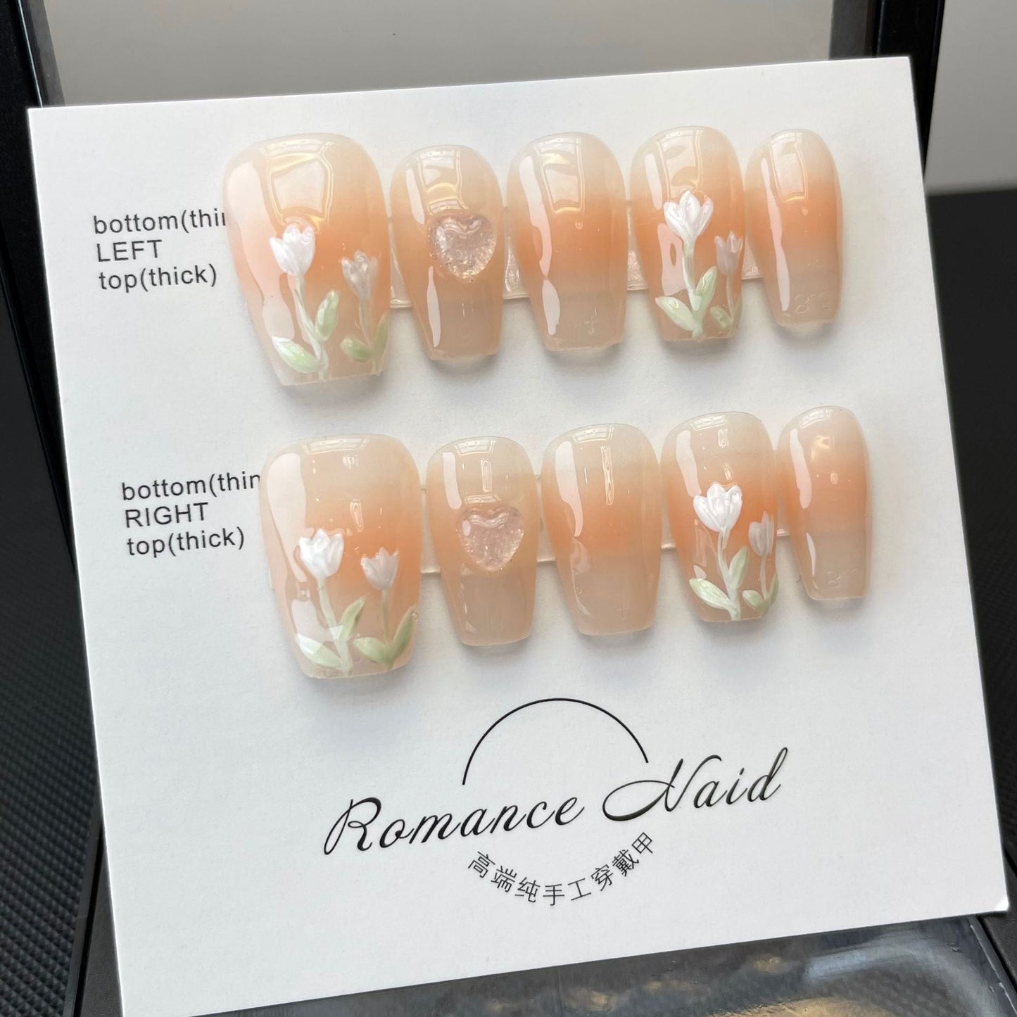 681/710 style fleurs presse sur ongles 100% faux ongles faits à la main couleur nue