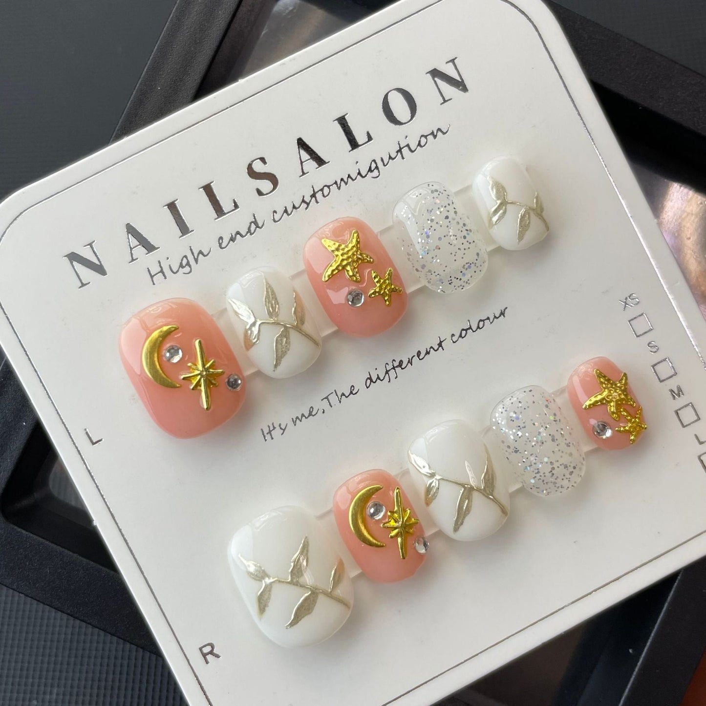 720 Sailor Moon Effect style press on nails 100% handmade false nails pink white