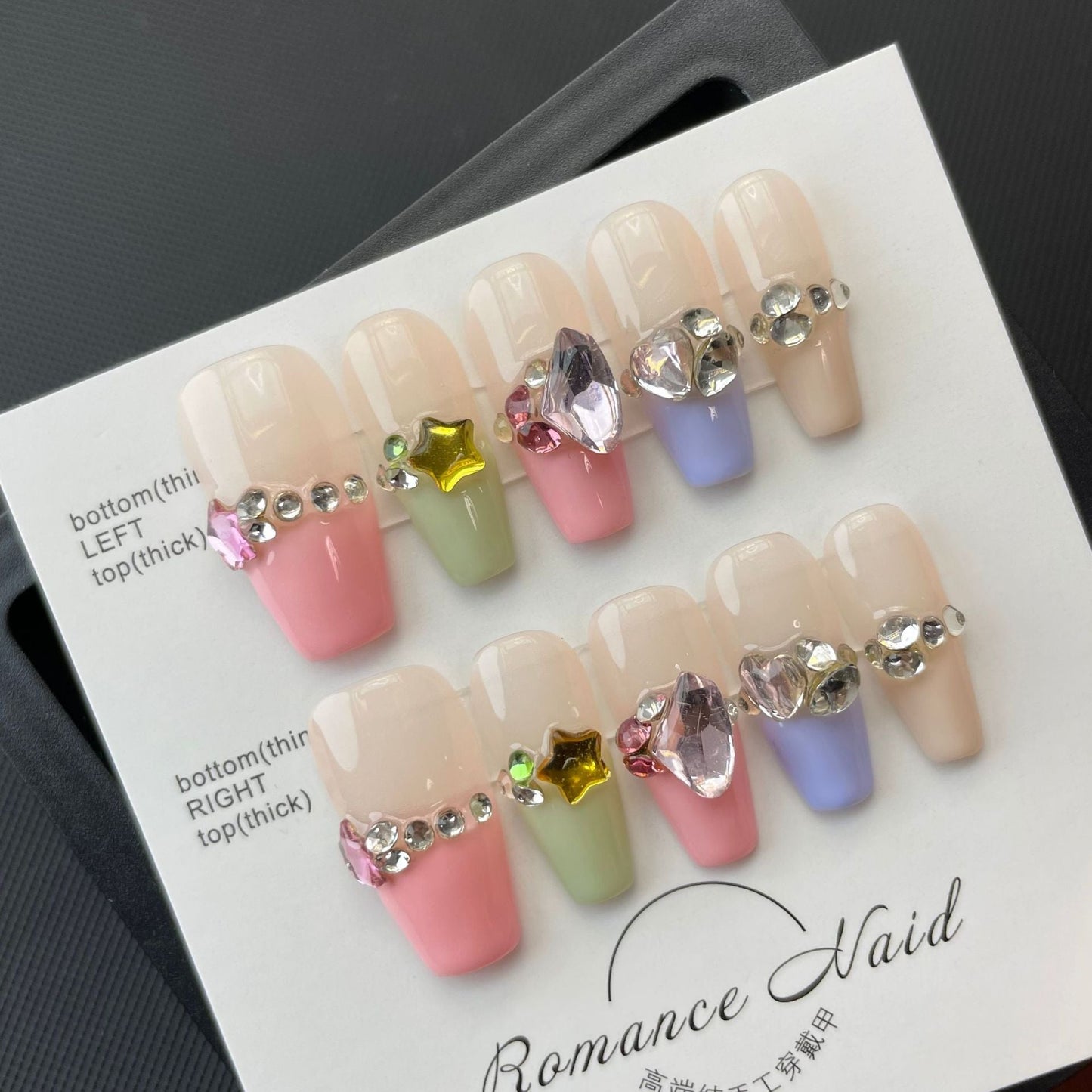 691 French Sweetness style press on nails 100% handmade false nails nude color mixed color