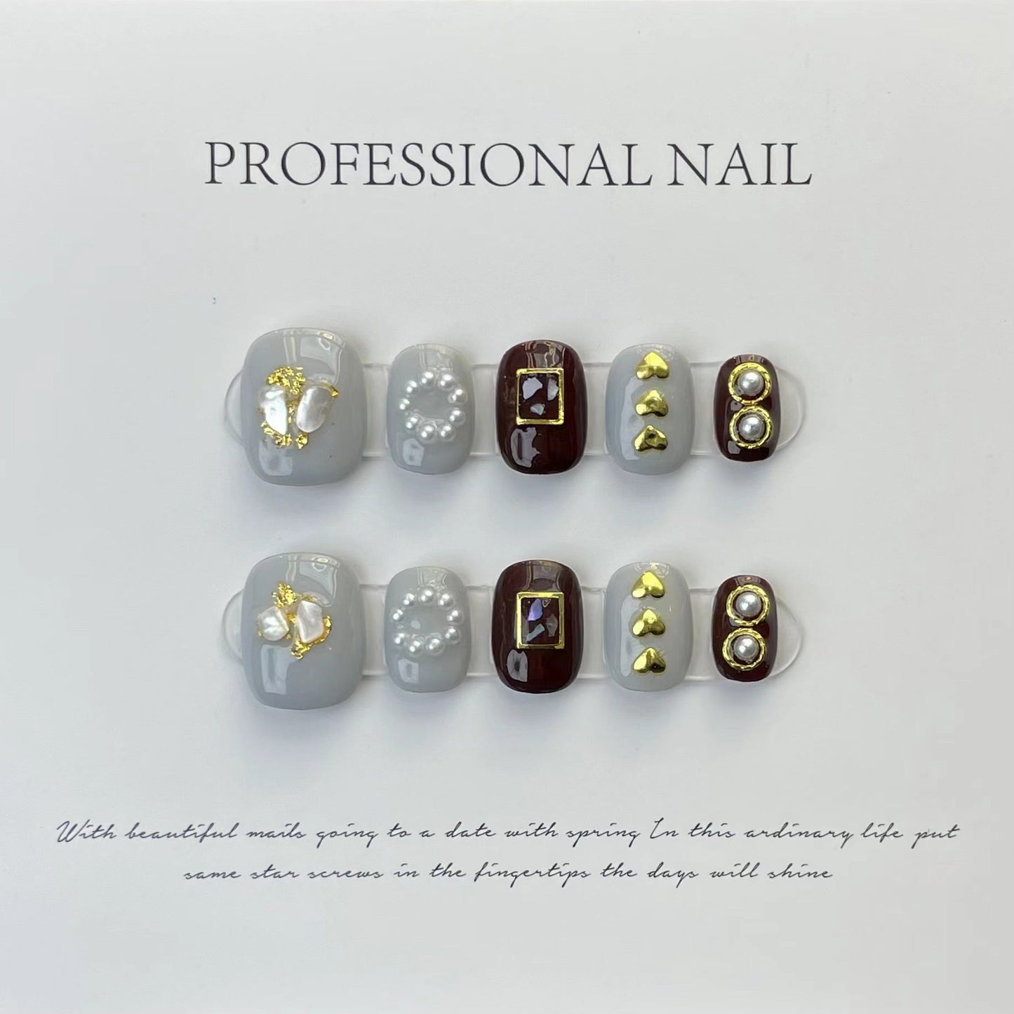 524 simple style press on nails 100% handmade false nails black blue