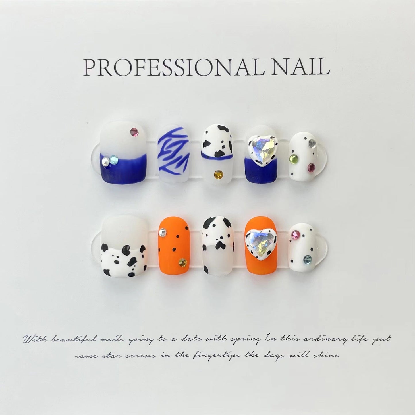 565 Animal cow style press on nails 100% handmade false nails mixed color