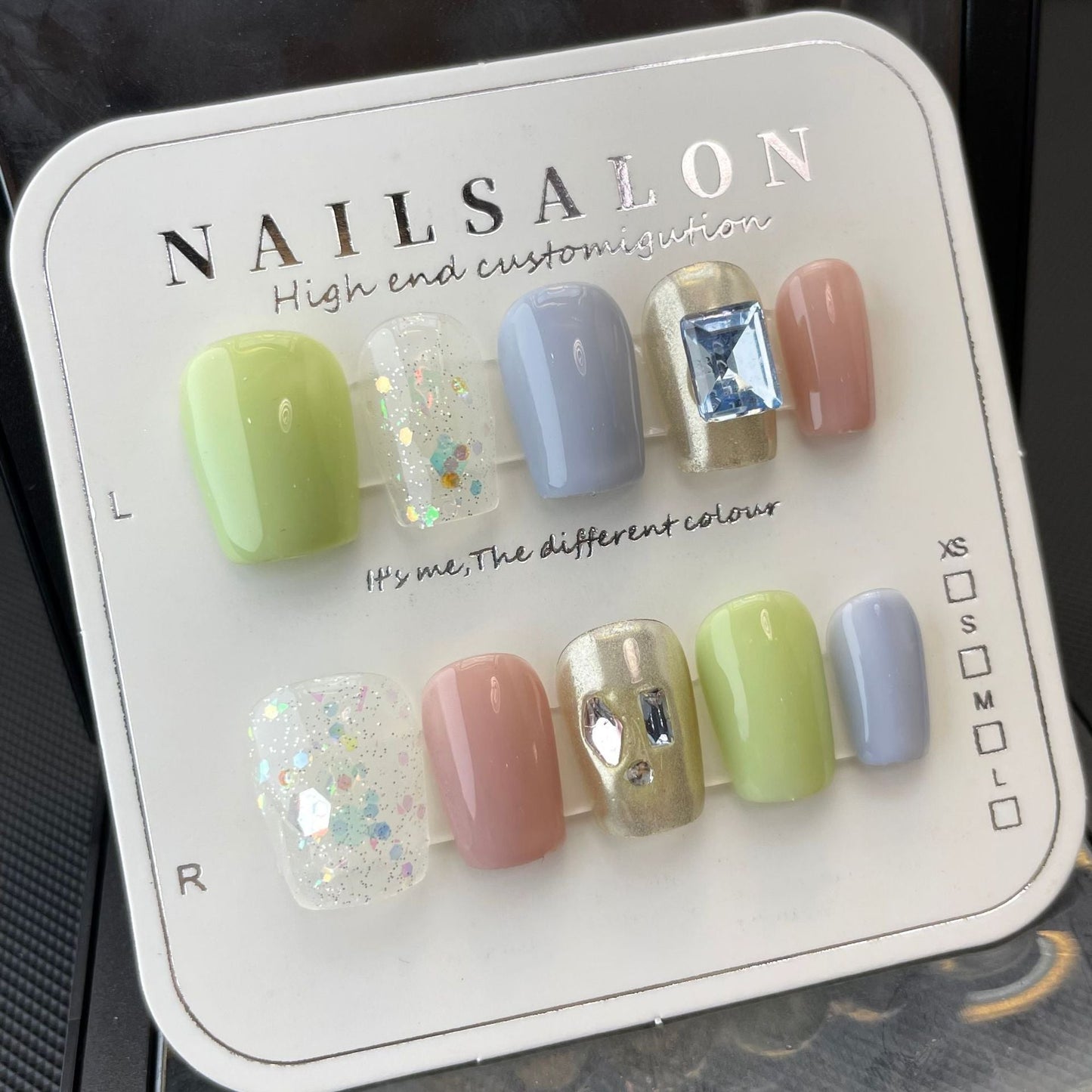 719 young girl style press on nails 100% handmade false nails mixed color