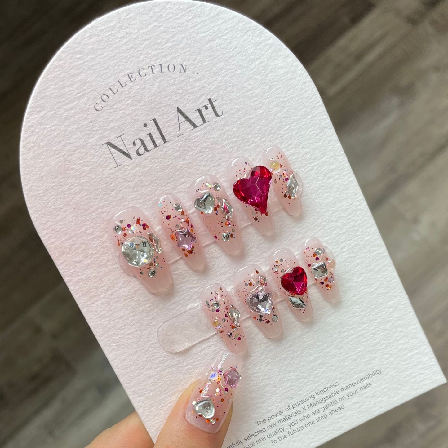 811/820 Strass-stijl pers op nagels 100% handgemaakte kunstnagels roze