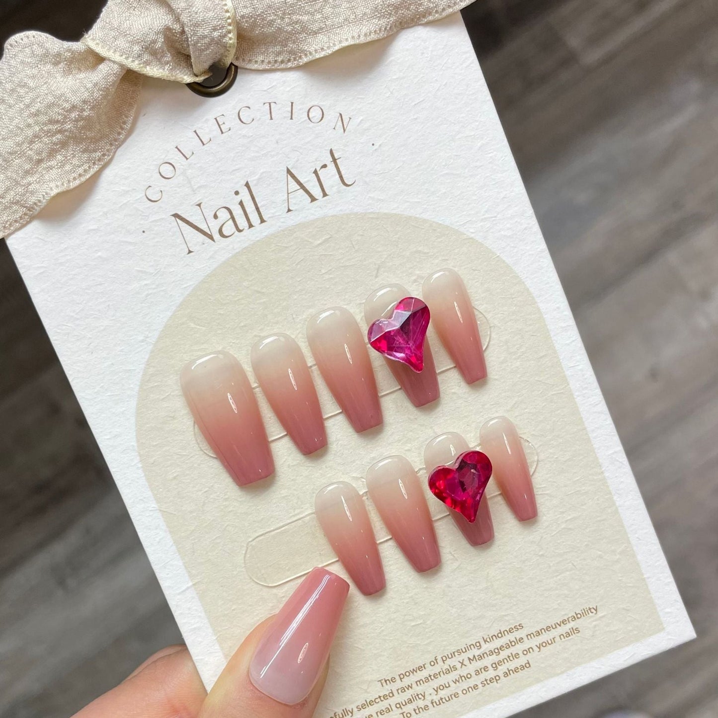 808 Rhinestone style press on nails 100% handmade false nails nude color pink