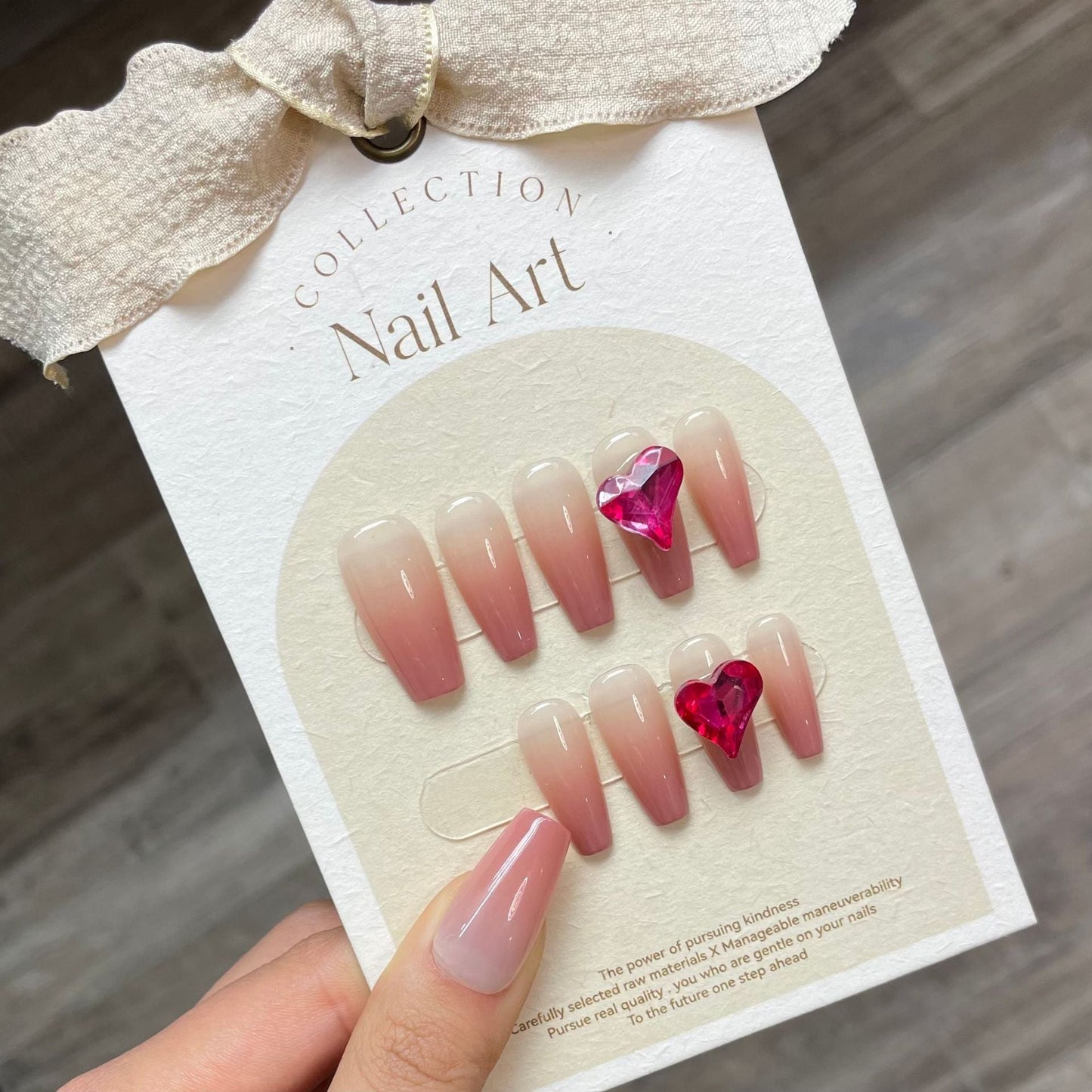 808 Rhinestone style press on nails 100% handmade false nails nude color pink